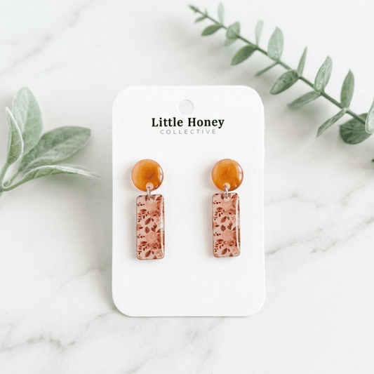 Peach Floral Stud Drop Earrings • Soft Rose Earring • Subtle Spring and Summer Jewelry • Hypoallergenic