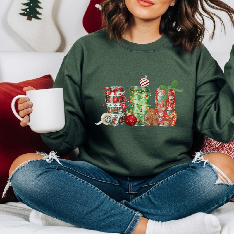 Christmas Soda Crewneck Sweatshirt | Festive Holiday Energy Drink Design | Heavy Blend Cozy Red,Green, Navy, Black, Pink Christmas Sweater for Winter Parties & Gifts