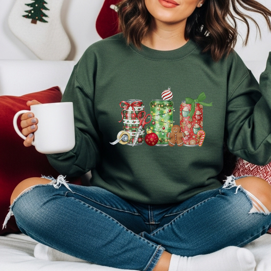 Christmas Soda Crewneck Sweatshirt | Festive Holiday Energy Drink Design | Heavy Blend Cozy Red,Green, Navy, Black, Pink Christmas Sweater for Winter Parties & Gifts
