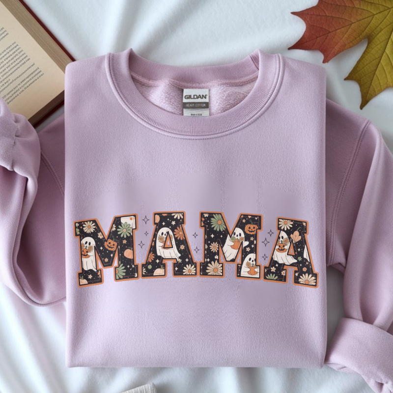Halloween MAMA Shirt | Ghost Pumpkin Daisy Graphic Tee | Cute Spooky Season Shirt for Moms | Fall Pumpkin Patch Outfit for Mama