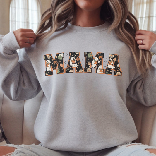Halloween MAMA Shirt | Ghost Pumpkin Daisy Graphic Tee | Cute Spooky Season Shirt for Moms | Fall Pumpkin Patch Outfit for Mama
