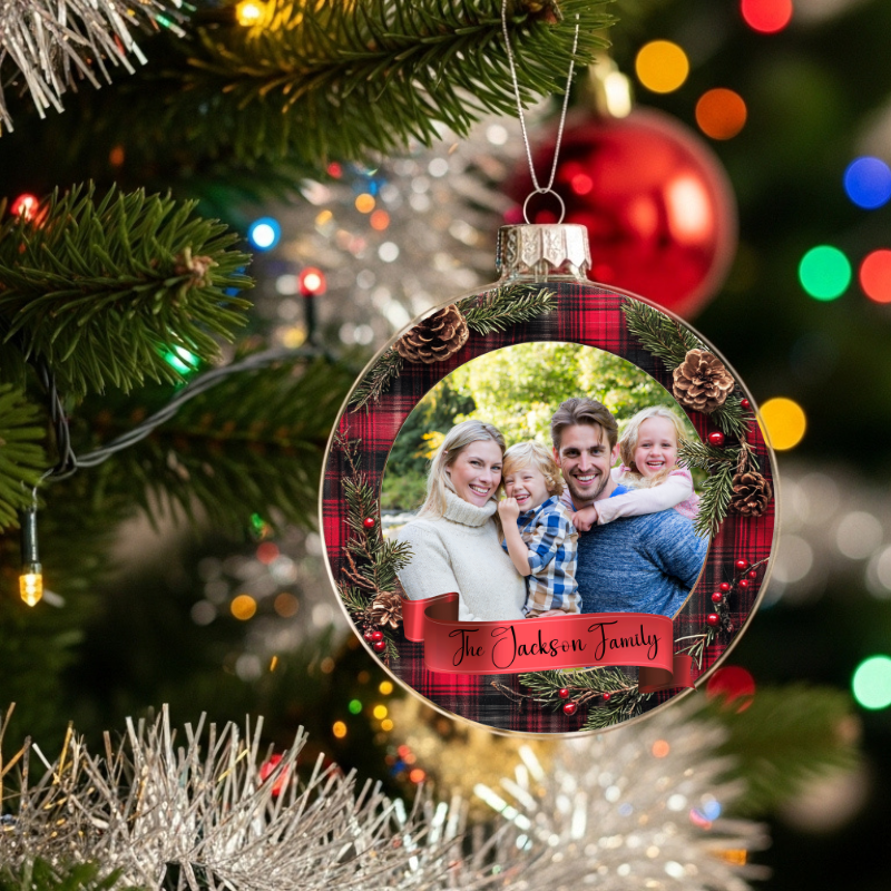 Personalized Acrylic Christmas Ornaments - Custom Family Photo Decoration