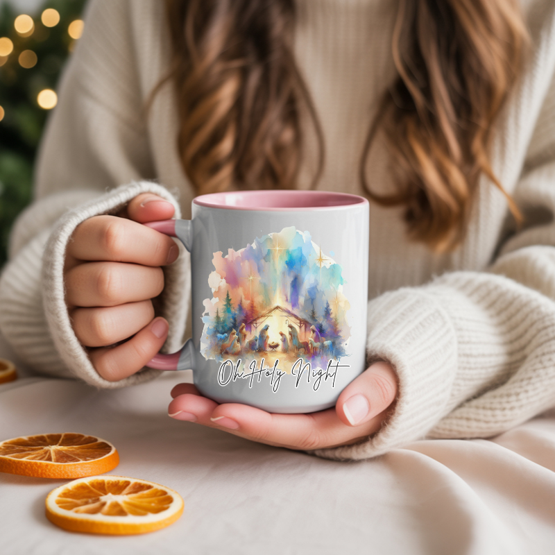 The Greatest Gift of All Nativity Mug | Watercolor Christmas Decor | Faith Wall Art | Holy Family Gift | Christian Holiday Collection