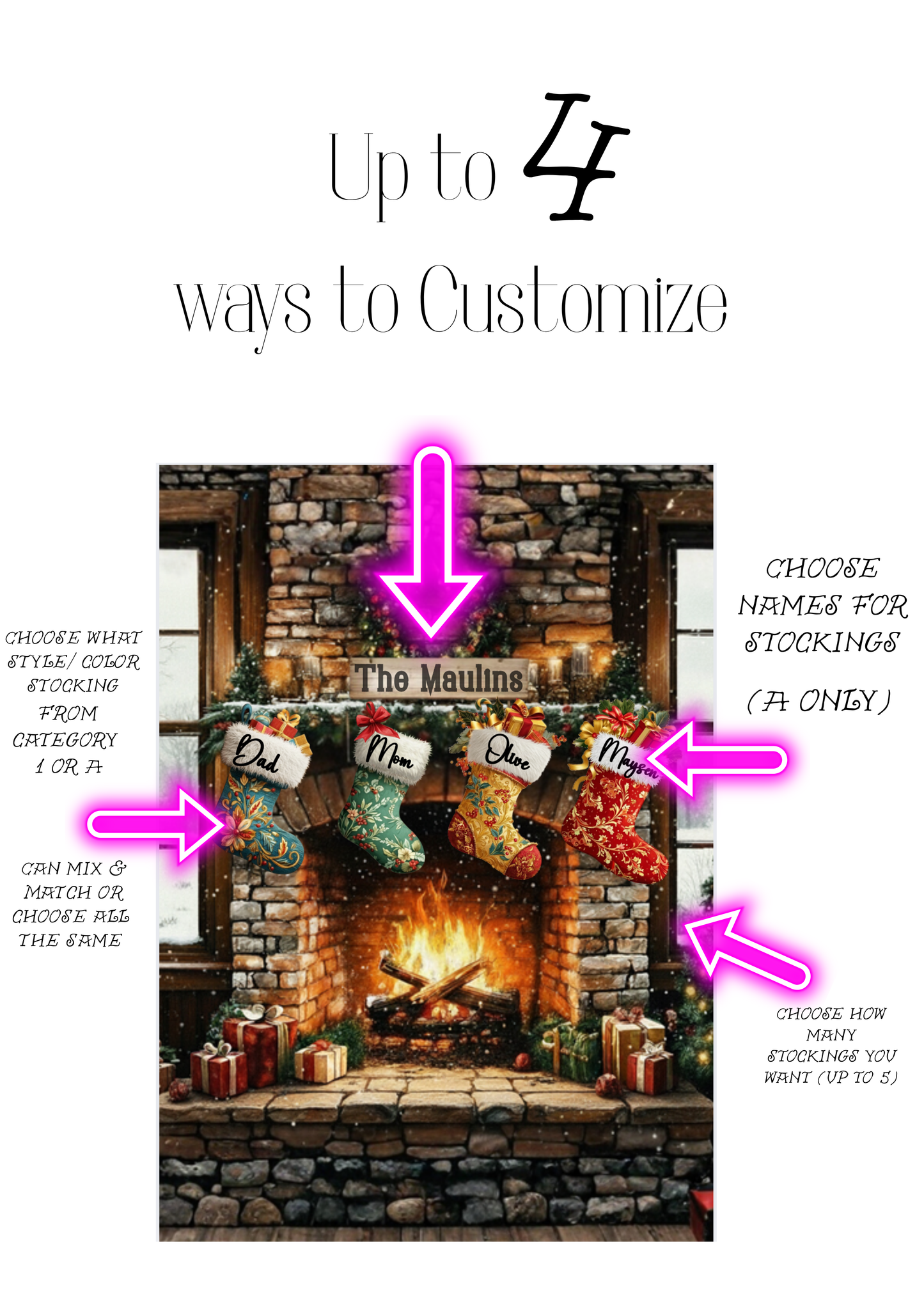 Custom Family Fireplace Christmas Woven Blanket