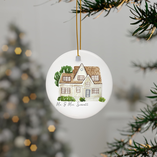 Custom Ornament | Personalized Home Portrait Gift | Hand-Painted Style | Front and Back Print