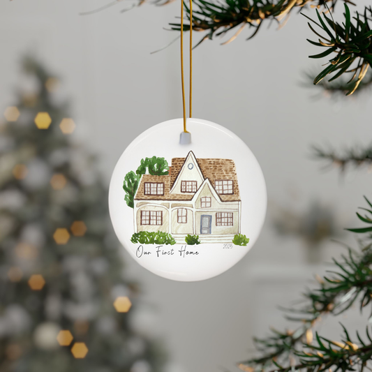 Custom Ornament | Personalized Home Portrait Gift | Hand-Painted Style | Front and Back Print