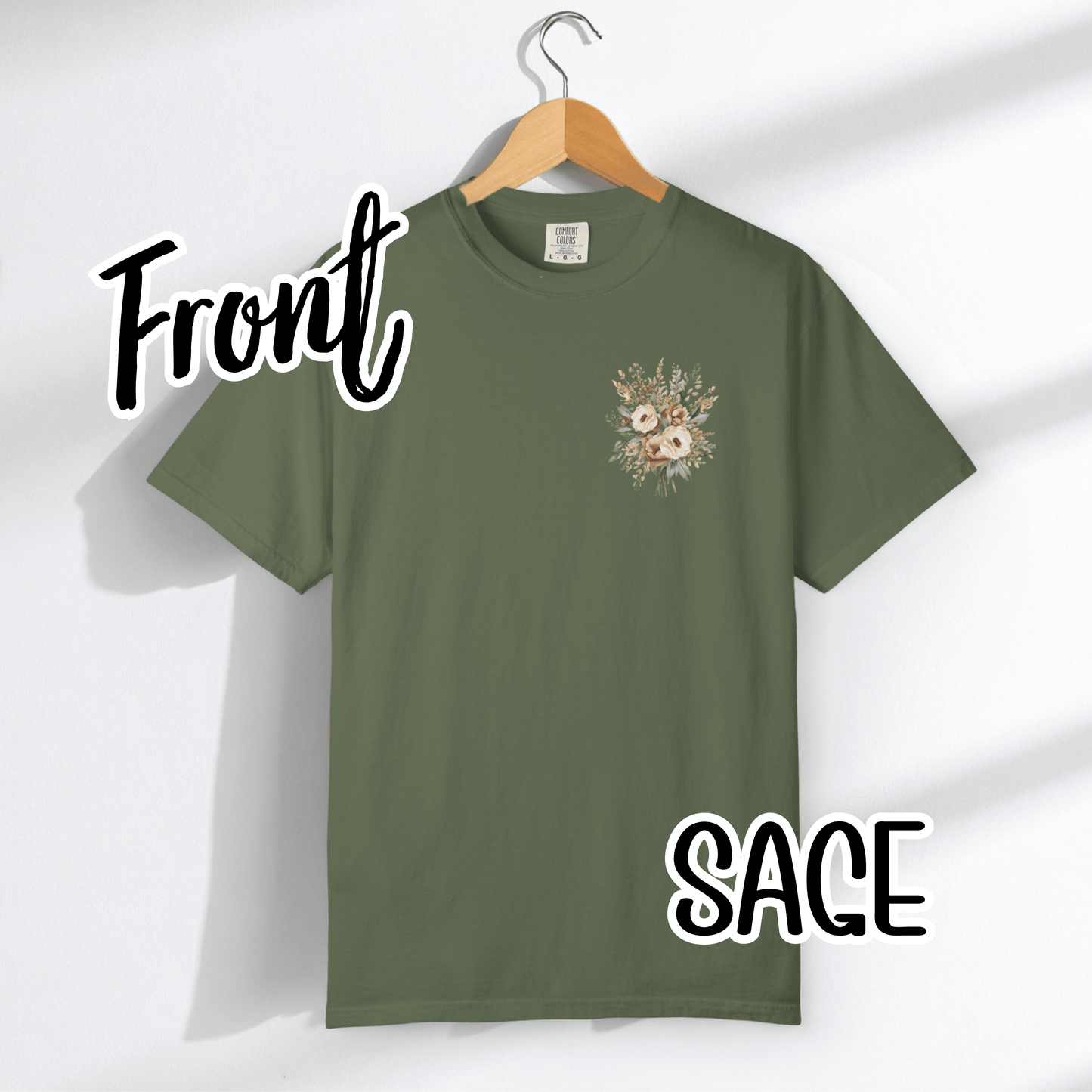 Psalm 4:8 Safety Scripture Comfort Colors Tee • In Peace I Will Lie Down Floral Graphic Artwork • Neutral Christian Bible Verse Tshirt