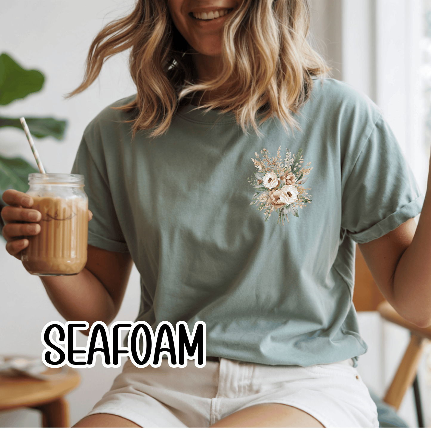 Psalm 4:8 Safety Scripture Comfort Colors Tee • In Peace I Will Lie Down Floral Graphic Artwork • Neutral Christian Bible Verse Tshirt