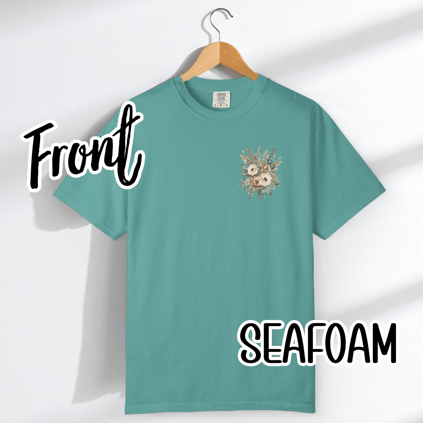 Psalm 4:8 Safety Scripture Comfort Colors Tee • In Peace I Will Lie Down Floral Graphic Artwork • Neutral Christian Bible Verse Tshirt