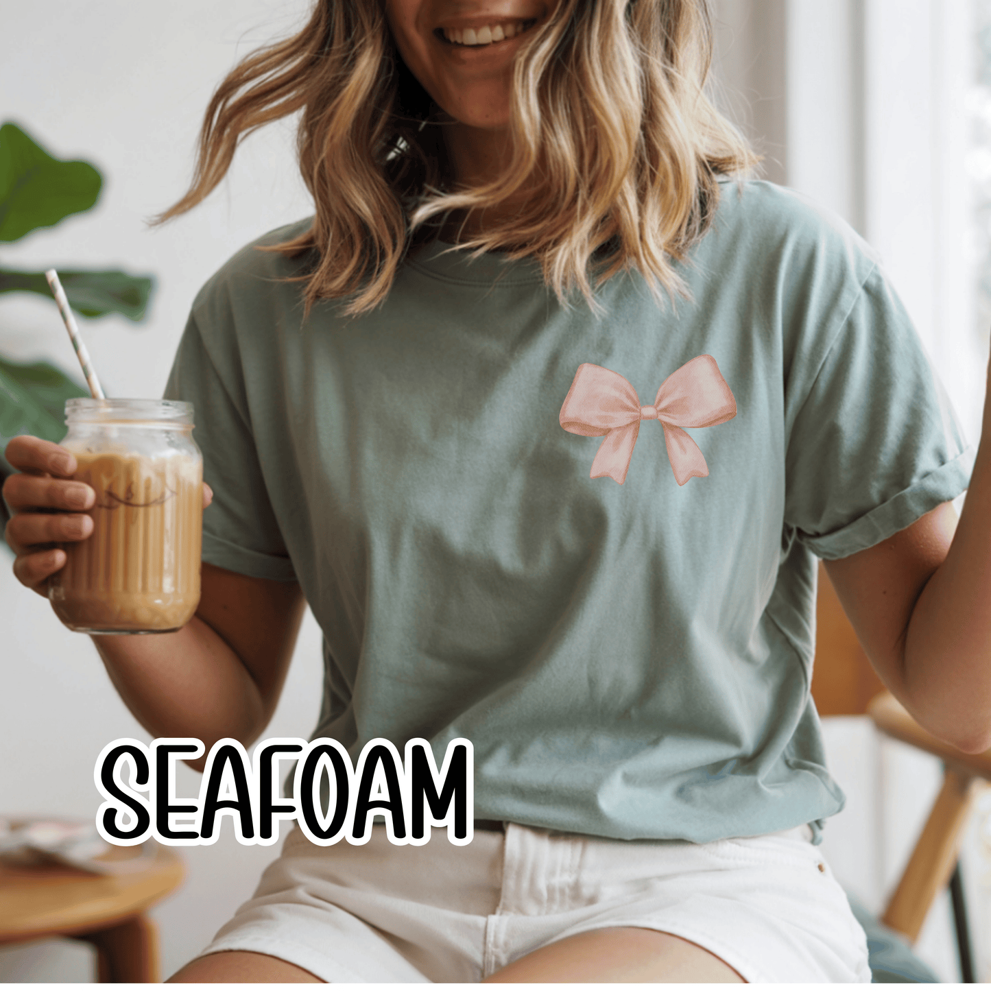 Grace Upon Grace Scripture with Pastel Pink Bow Tshirt • Girly Boutique Style for Moms • Feminine Faith Aesthetic Tee