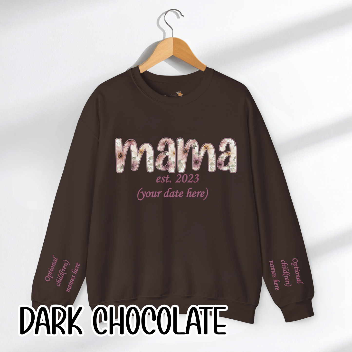 Personalized Mama Sweatshirt • Floral Mama with EST Year • Custom Kids Names Sleeve • Spring Wildflower Mom Crewneck