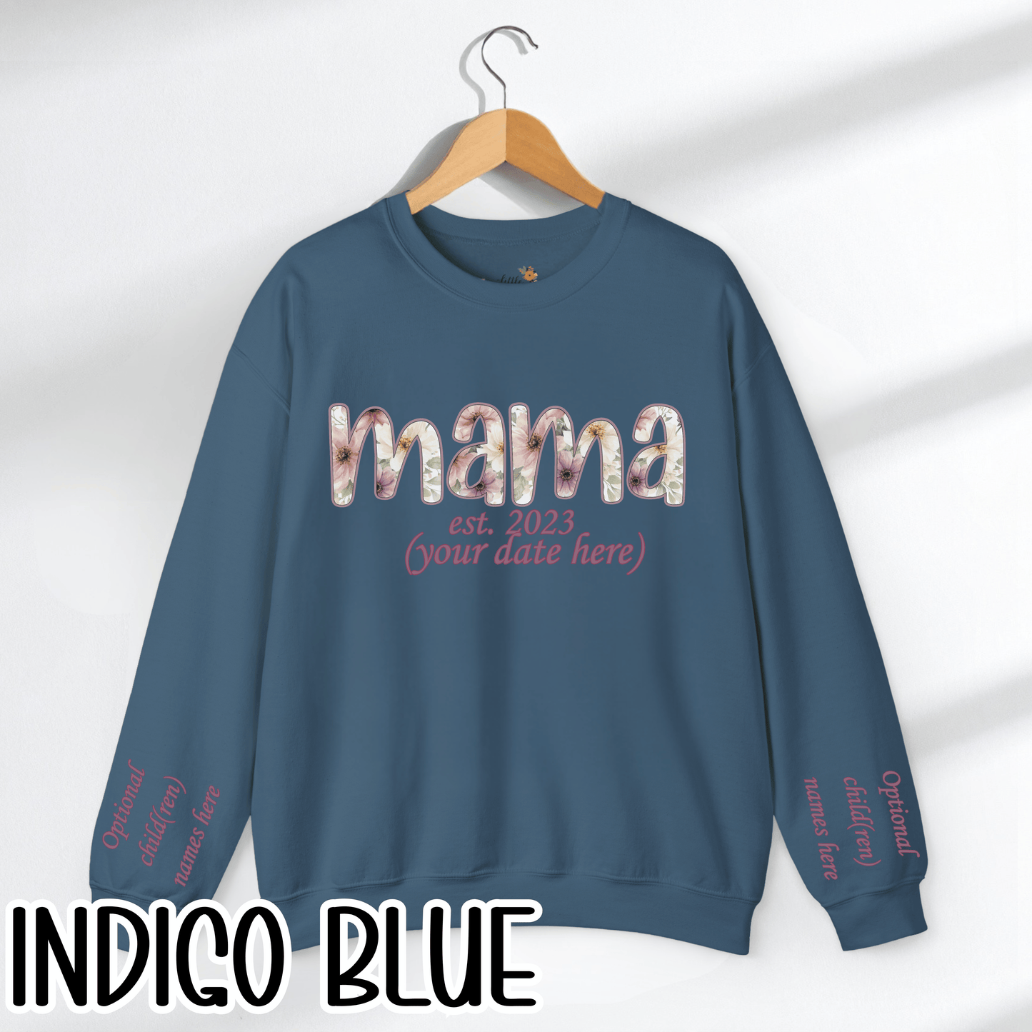 Personalized Mama Sweatshirt • Floral Mama with EST Year • Custom Kids Names Sleeve • Spring Wildflower Mom Crewneck