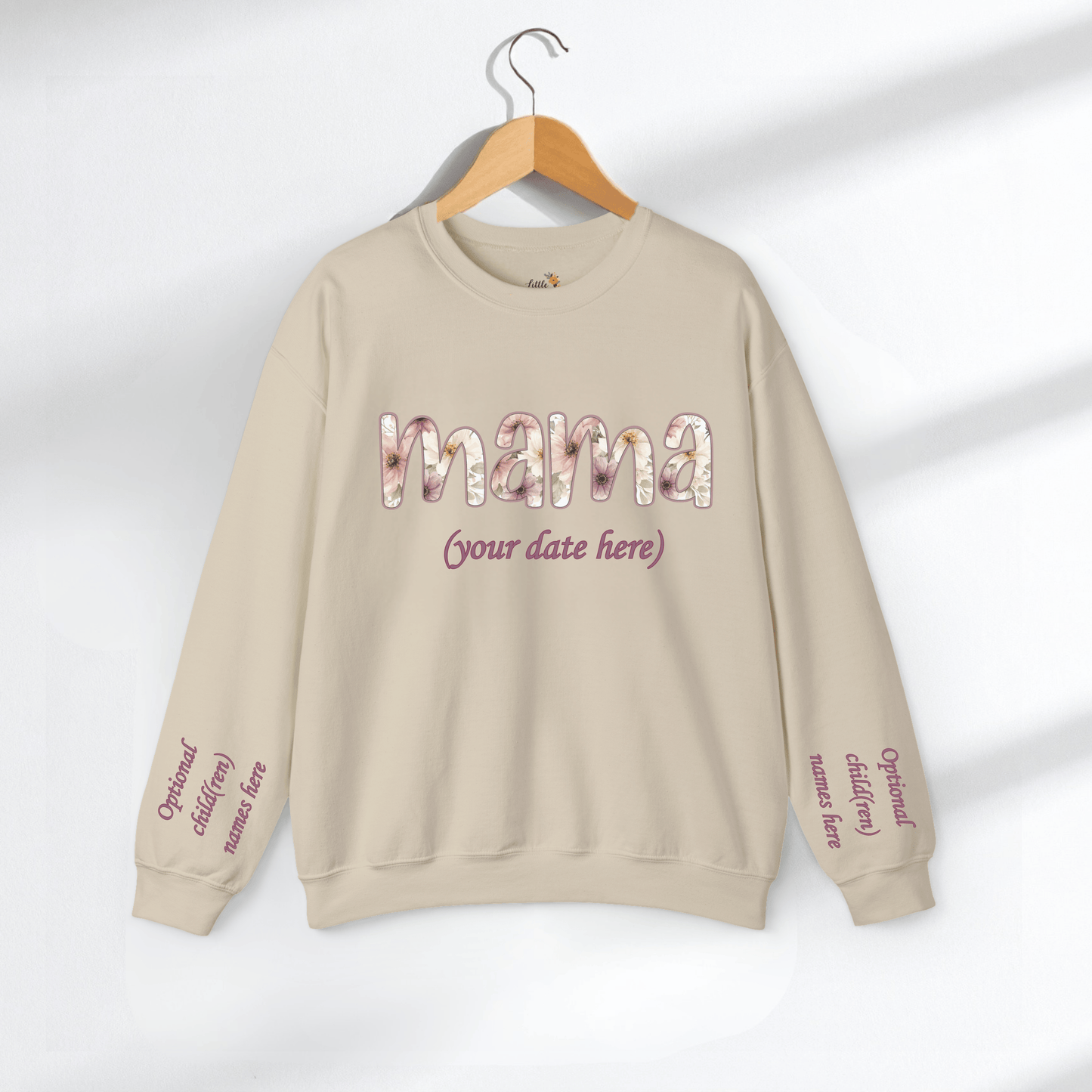 Personalized Mama Sweatshirt • Floral Mama with EST Year • Custom Kids Names Sleeve • Spring Wildflower Mom Crewneck