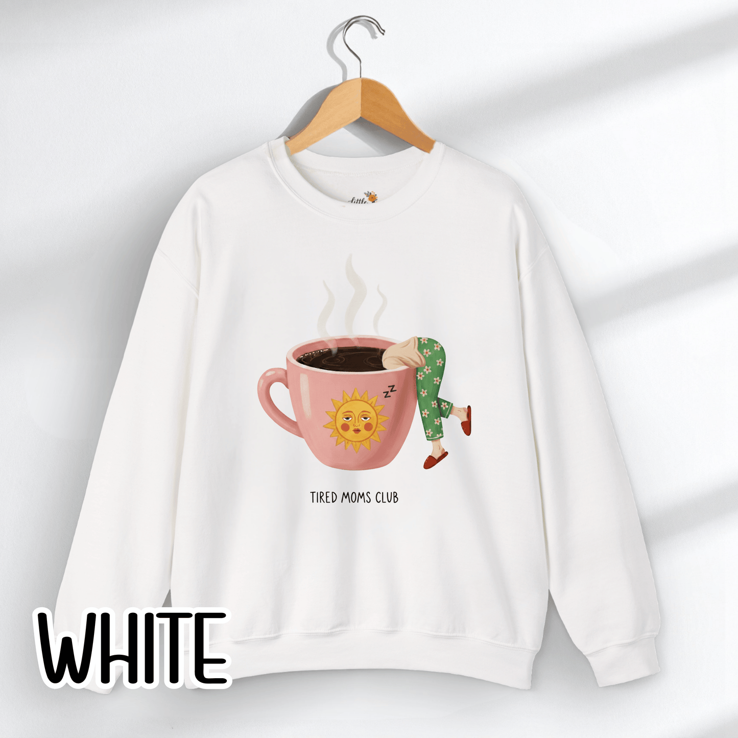 Tired Moms Club Coffee Sweatshirt • Funny Exhausted Mom Crewneck • Relatable Vintage Retro Overstimulated Motherhood