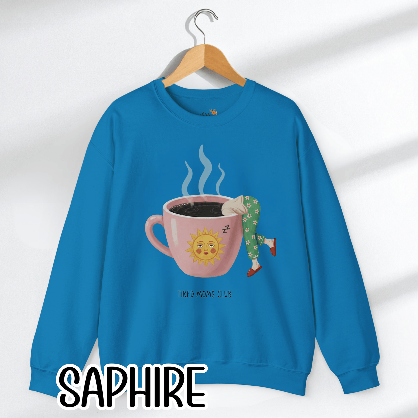 Tired Moms Club Coffee Sweatshirt • Funny Exhausted Mom Crewneck • Relatable Vintage Retro Overstimulated Motherhood