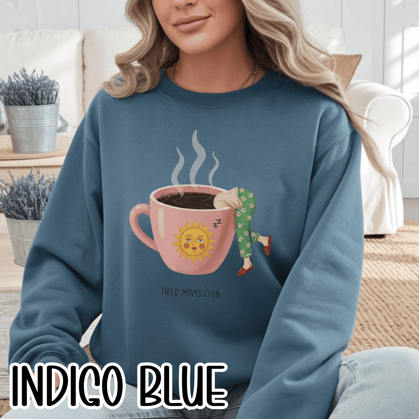 Tired Moms Club Coffee Sweatshirt • Funny Exhausted Mom Crewneck • Relatable Vintage Retro Overstimulated Motherhood