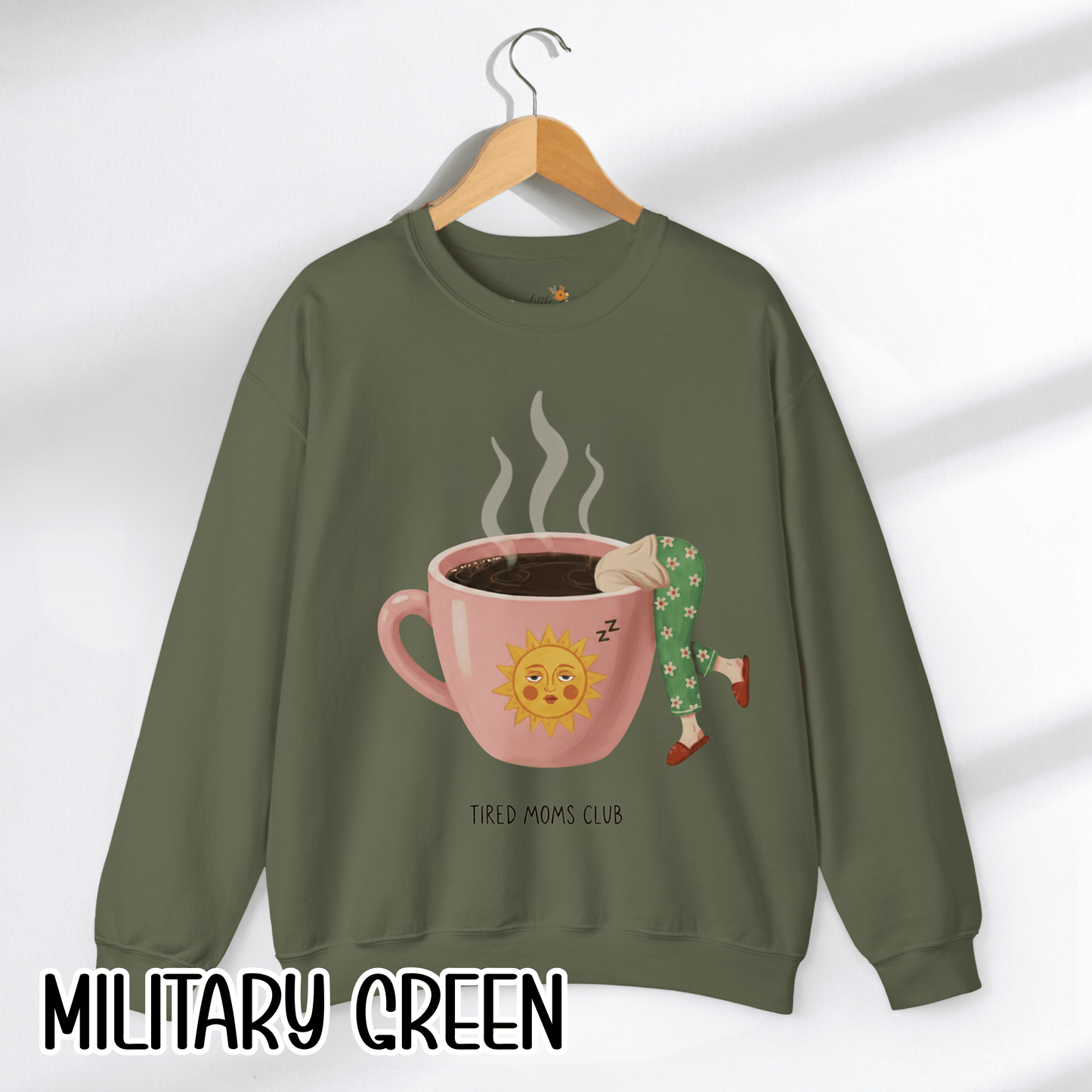 Tired Moms Club Coffee Sweatshirt • Funny Exhausted Mom Crewneck • Relatable Vintage Retro Overstimulated Motherhood