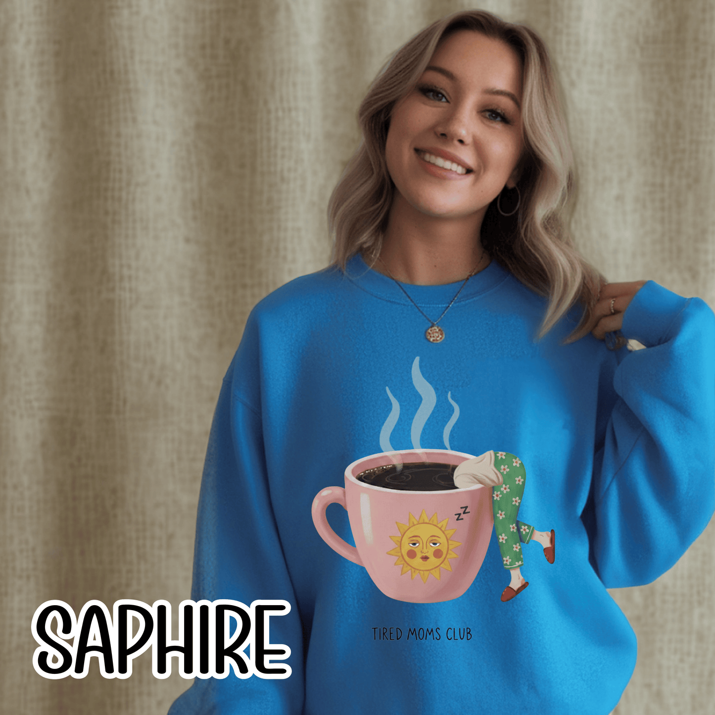 Tired Moms Club Coffee Sweatshirt • Funny Exhausted Mom Crewneck • Relatable Vintage Retro Overstimulated Motherhood