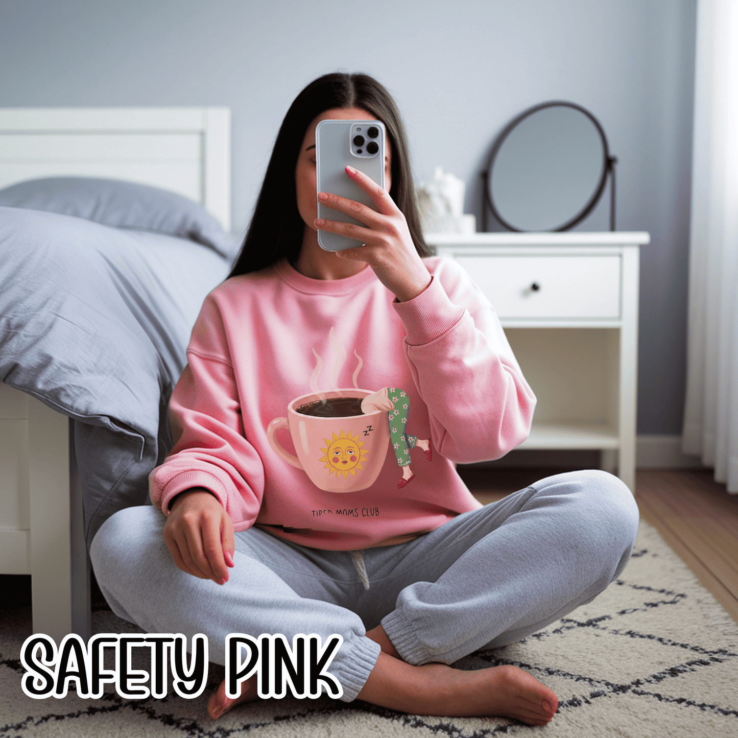 Tired Moms Club Coffee Sweatshirt • Funny Exhausted Mom Crewneck • Relatable Vintage Retro Overstimulated Motherhood