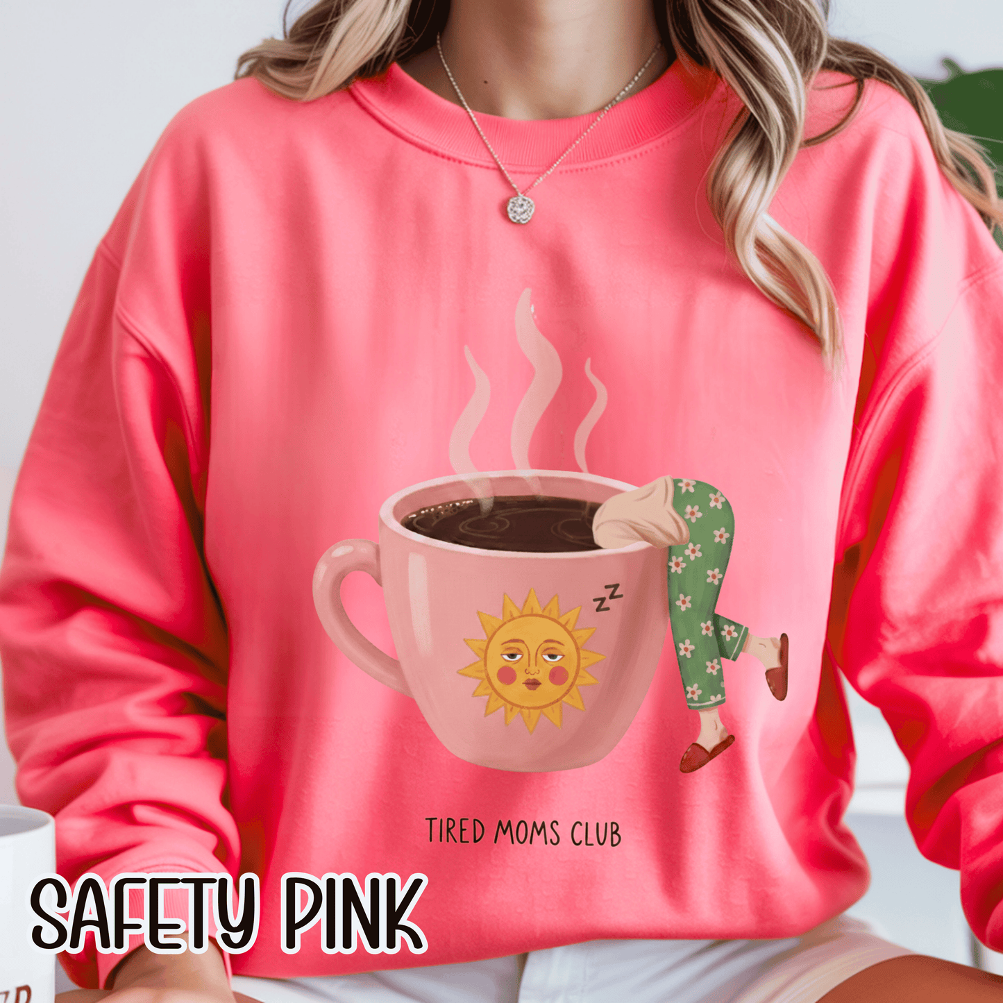 Tired Moms Club Coffee Sweatshirt • Funny Exhausted Mom Crewneck • Relatable Vintage Retro Overstimulated Motherhood