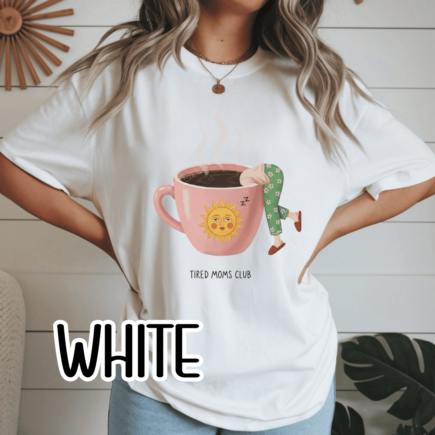 Tired Moms Club Coffee Tee • Funny Exhausted Mom Tshirt • Relatable Vintage Retro Overstimulated Motherhood