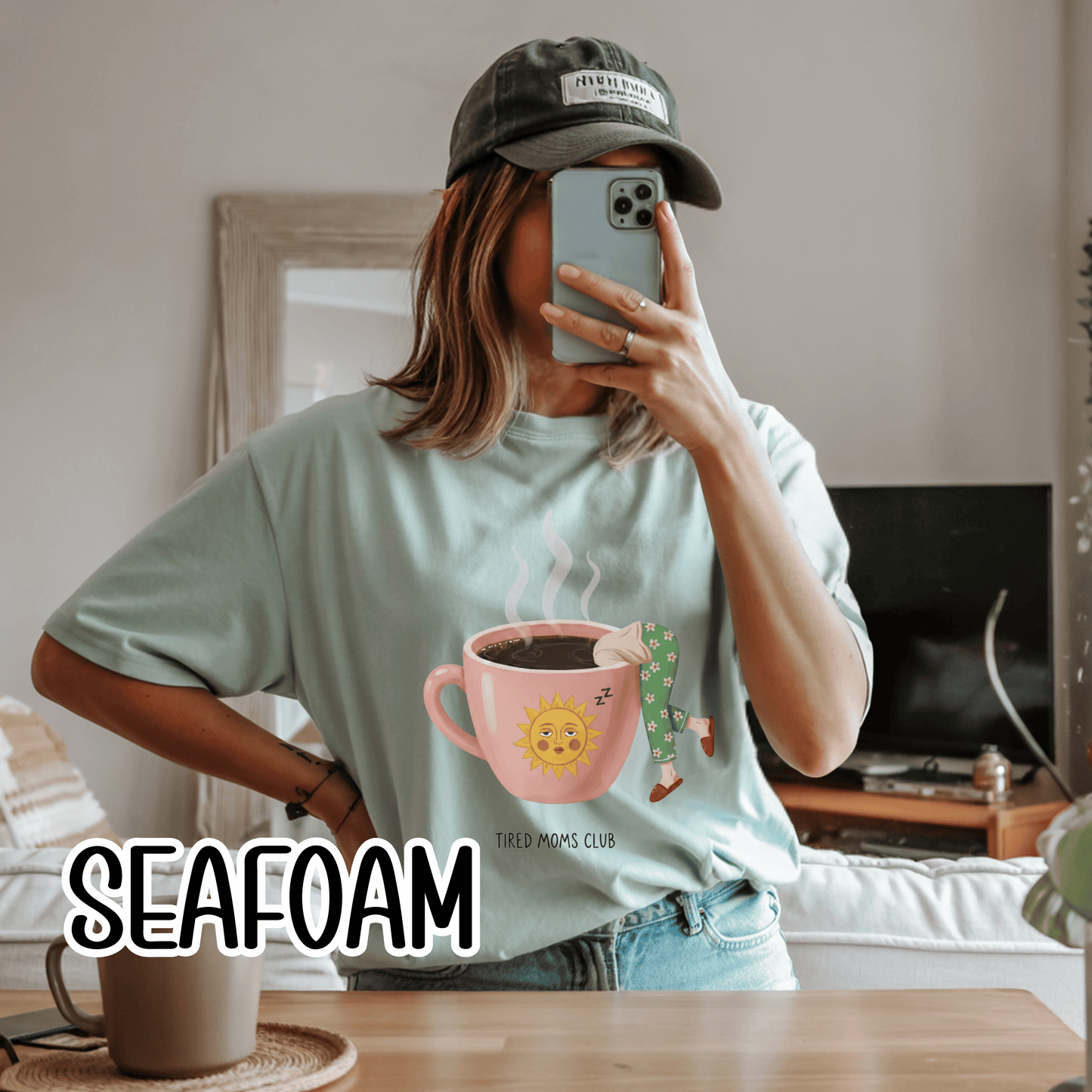 Tired Moms Club Coffee Tee • Funny Exhausted Mom Tshirt • Relatable Vintage Retro Overstimulated Motherhood