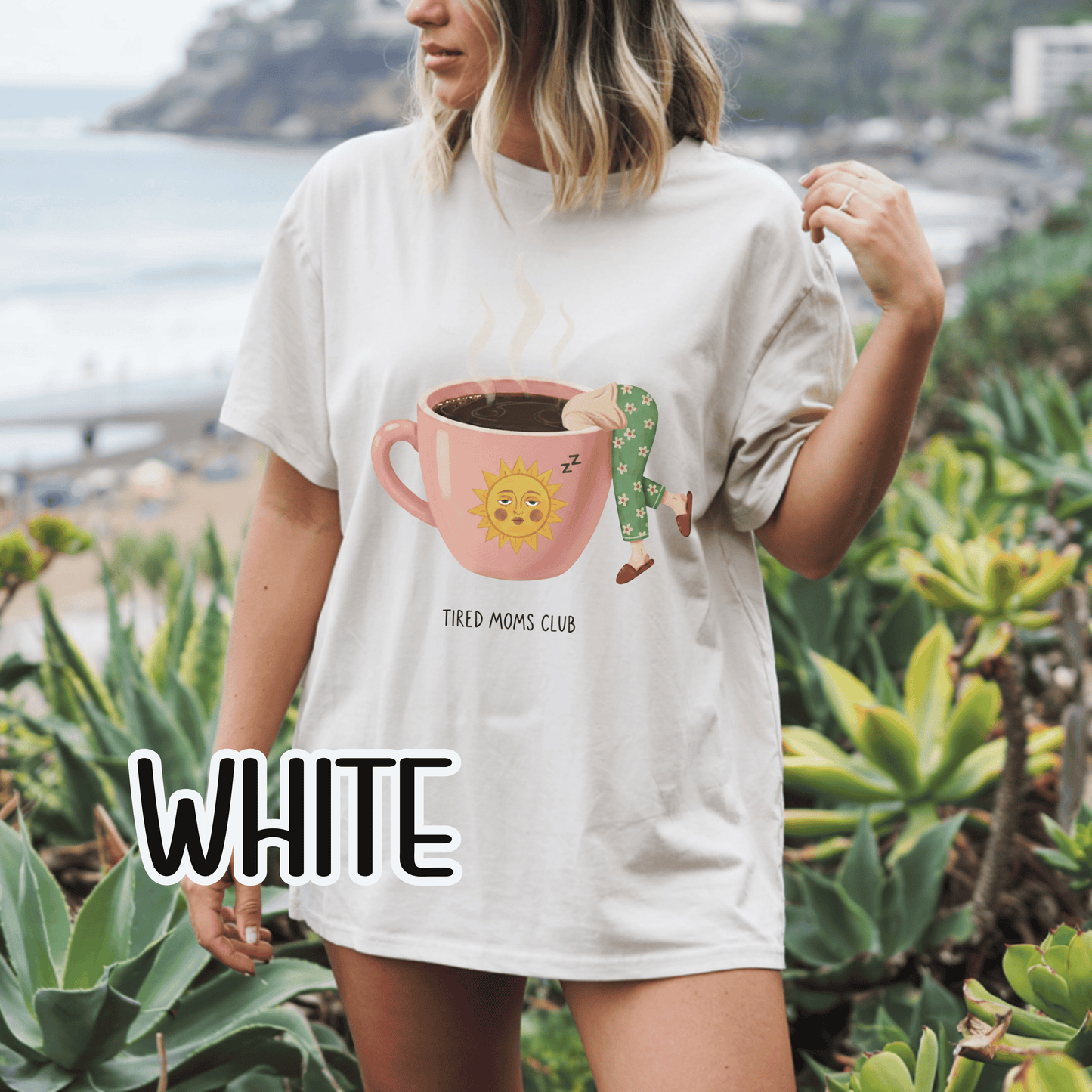 Tired Moms Club Coffee Tee • Funny Exhausted Mom Tshirt • Relatable Vintage Retro Overstimulated Motherhood