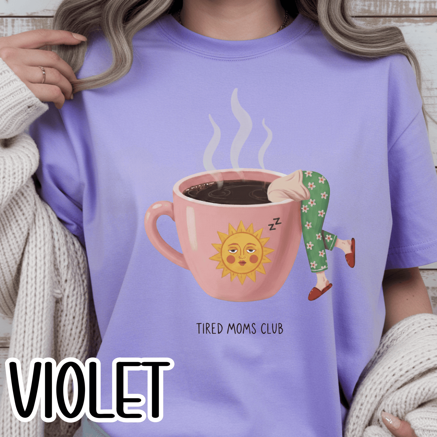 Tired Moms Club Coffee Tee • Funny Exhausted Mom Tshirt • Relatable Vintage Retro Overstimulated Motherhood