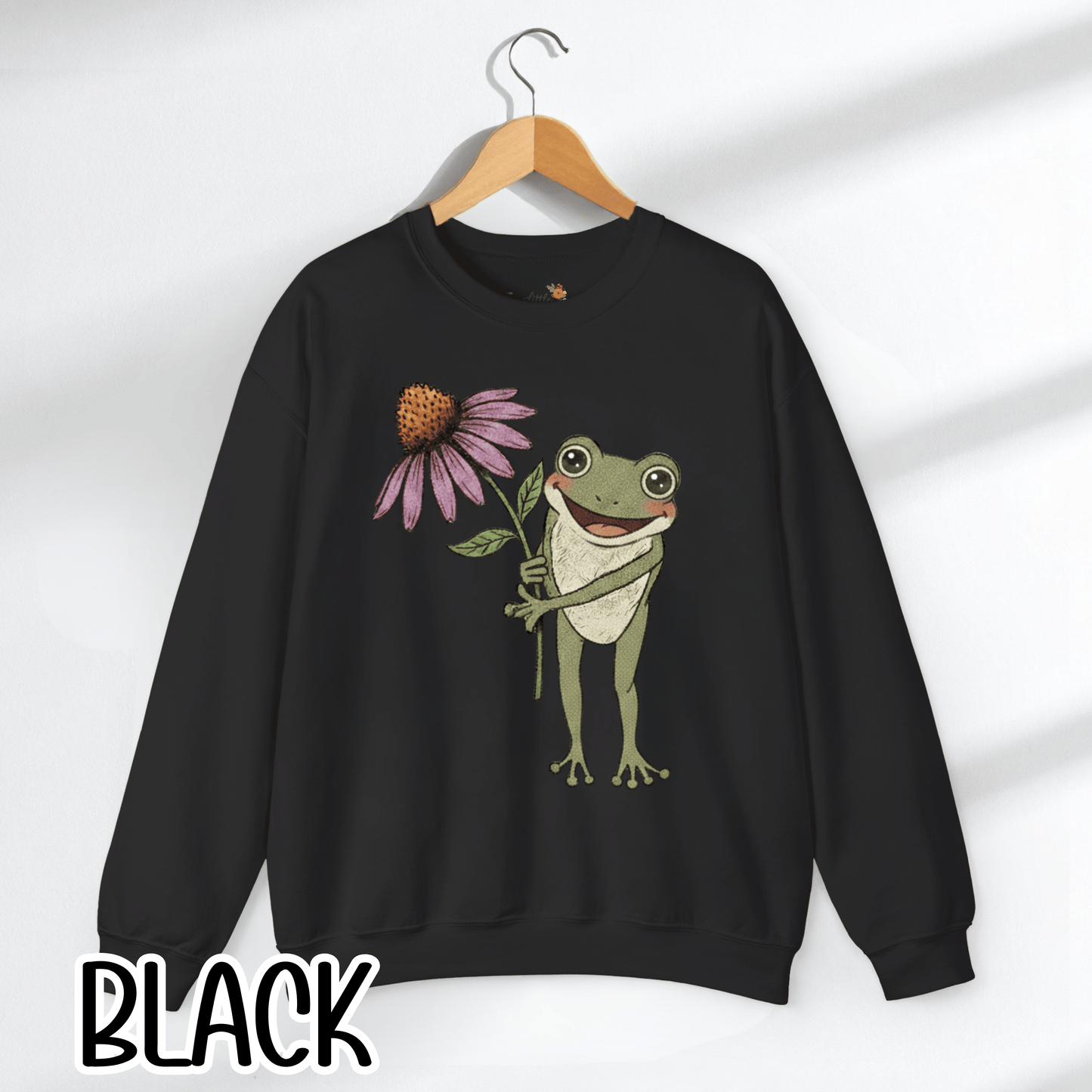 Spring Cottage Frog Sweatshirt • Whimsical Garden Wildflower Crewneck • Cottagecore Floral Pullover