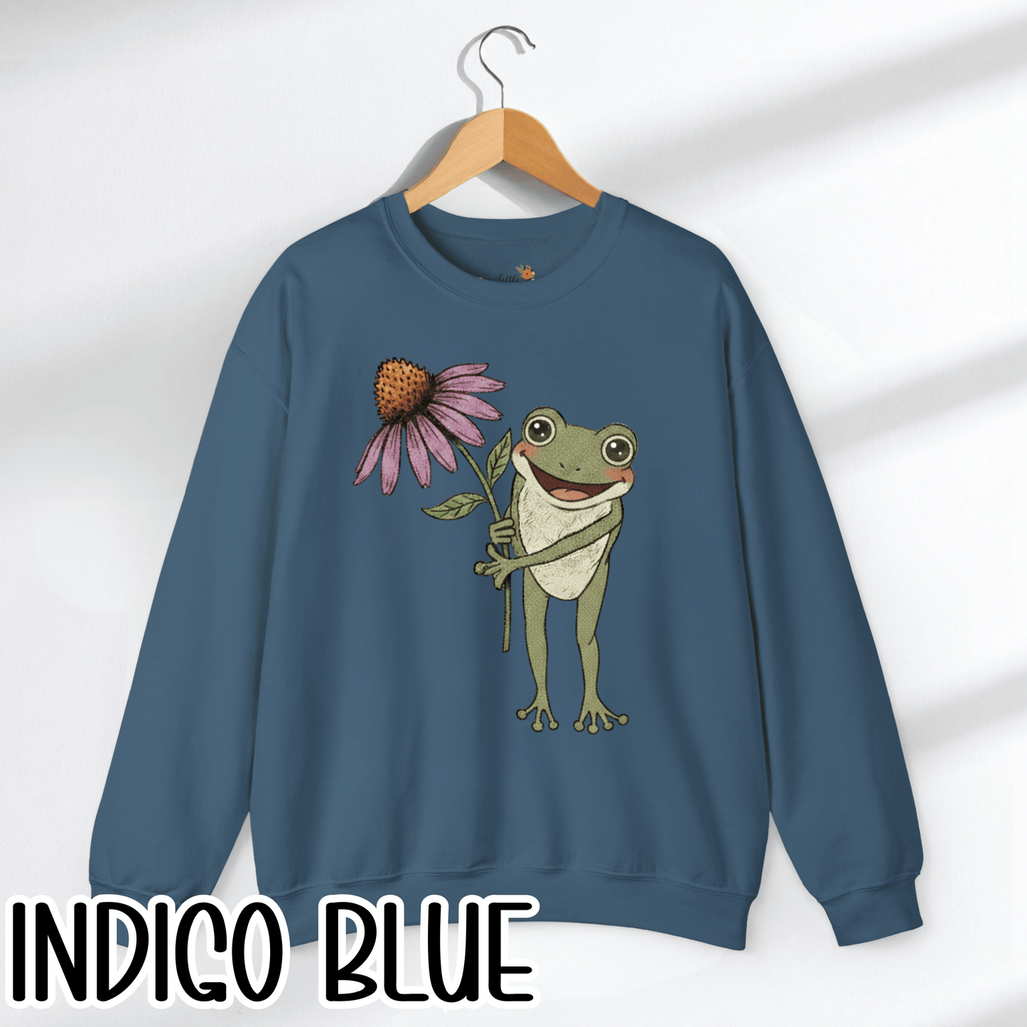 Spring Cottage Frog Sweatshirt • Whimsical Garden Wildflower Crewneck • Cottagecore Floral Pullover