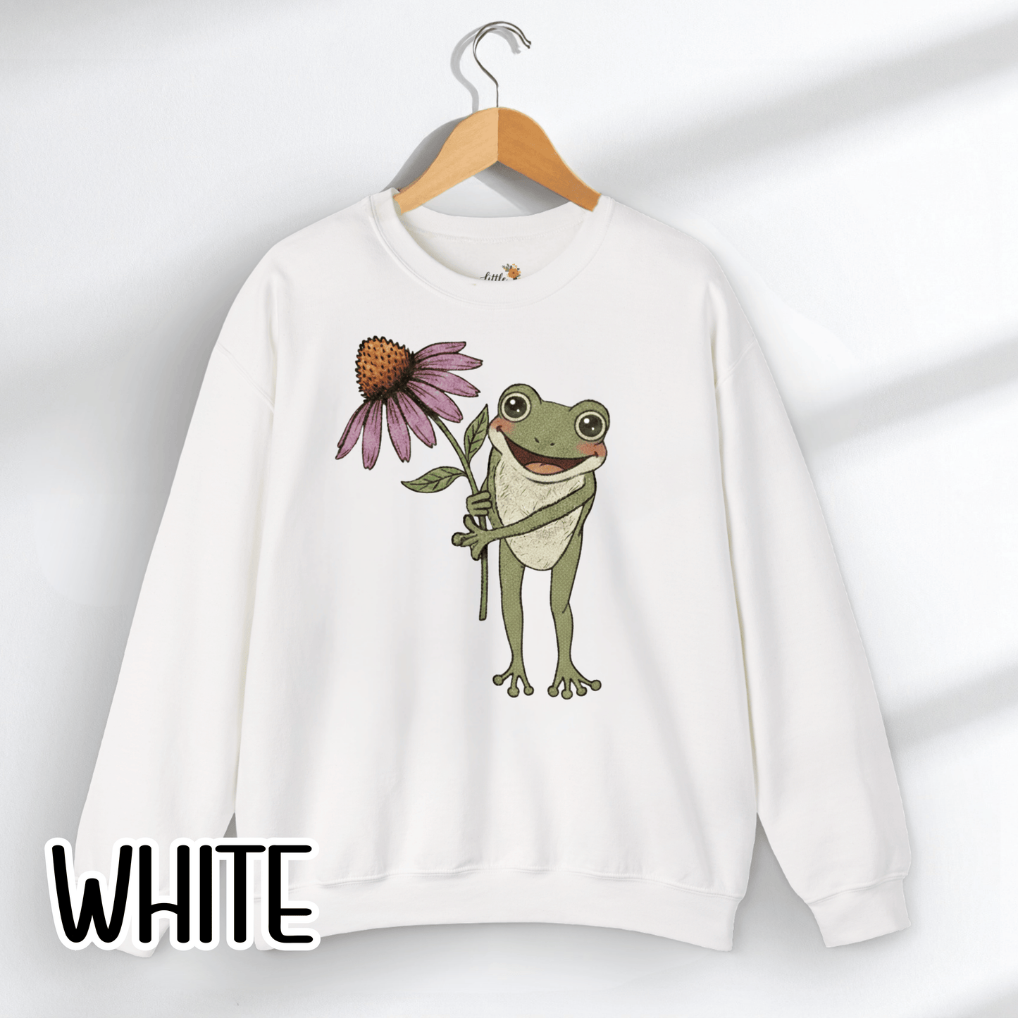 Spring Cottage Frog Sweatshirt • Whimsical Garden Wildflower Crewneck • Cottagecore Floral Pullover