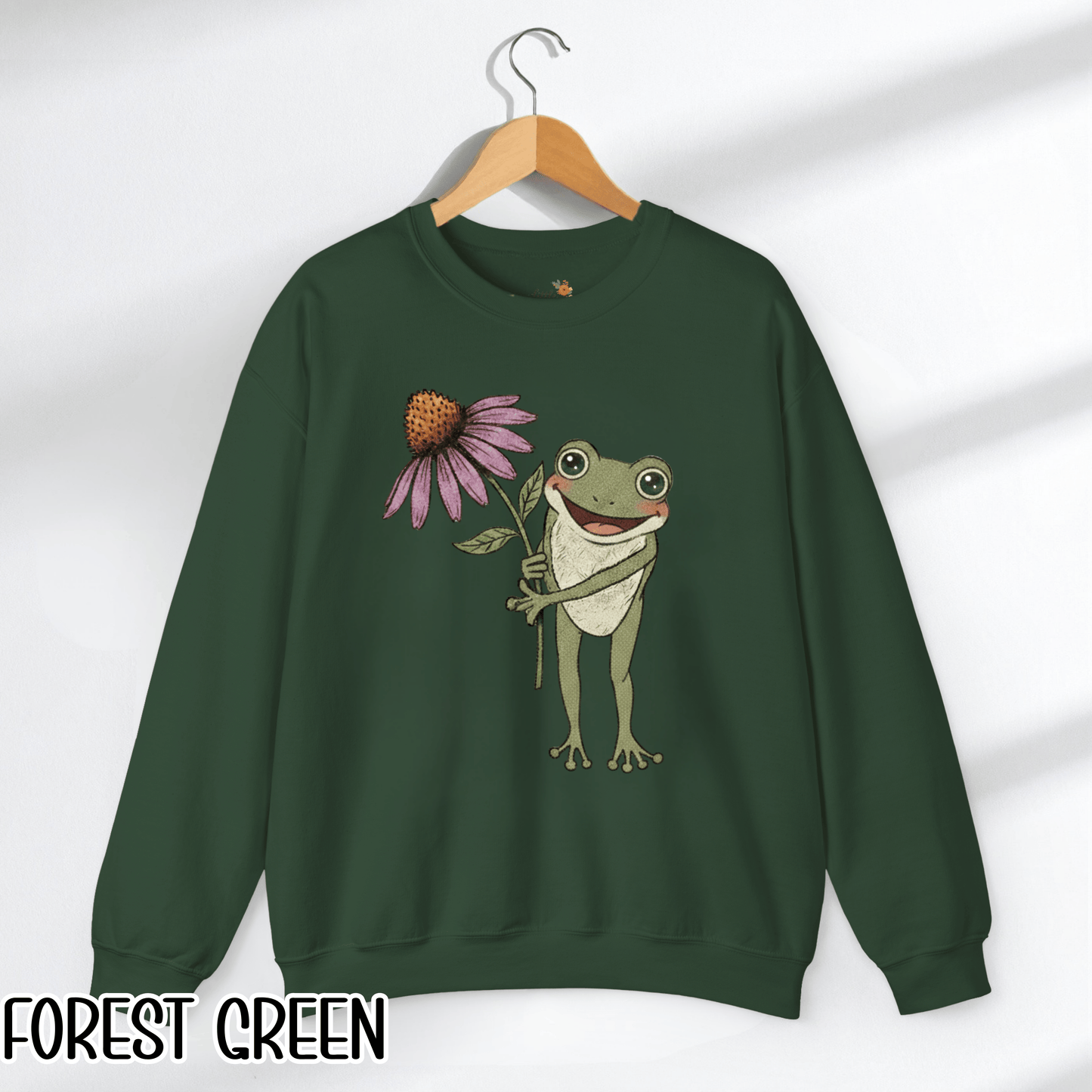 Spring Cottage Frog Sweatshirt • Whimsical Garden Wildflower Crewneck • Cottagecore Floral Pullover