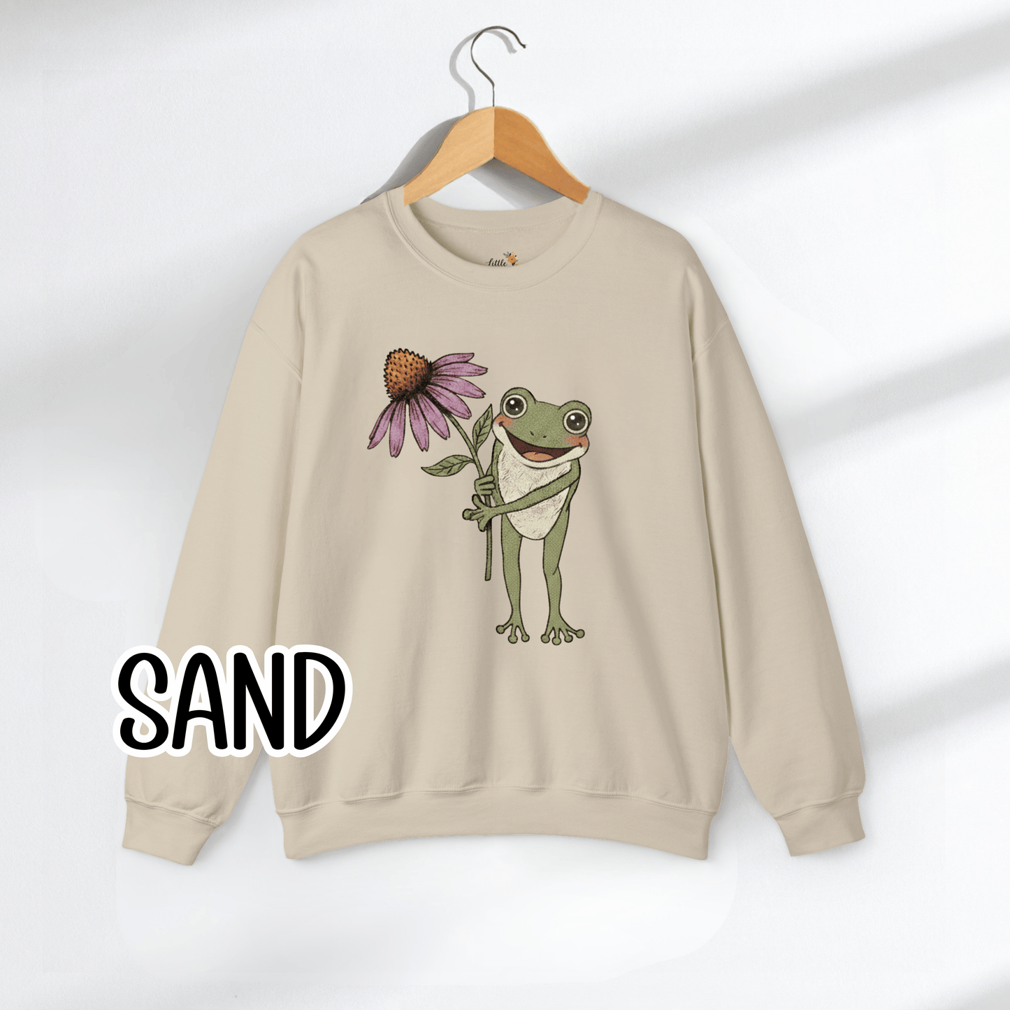 Spring Cottage Frog Sweatshirt • Whimsical Garden Wildflower Crewneck • Cottagecore Floral Pullover