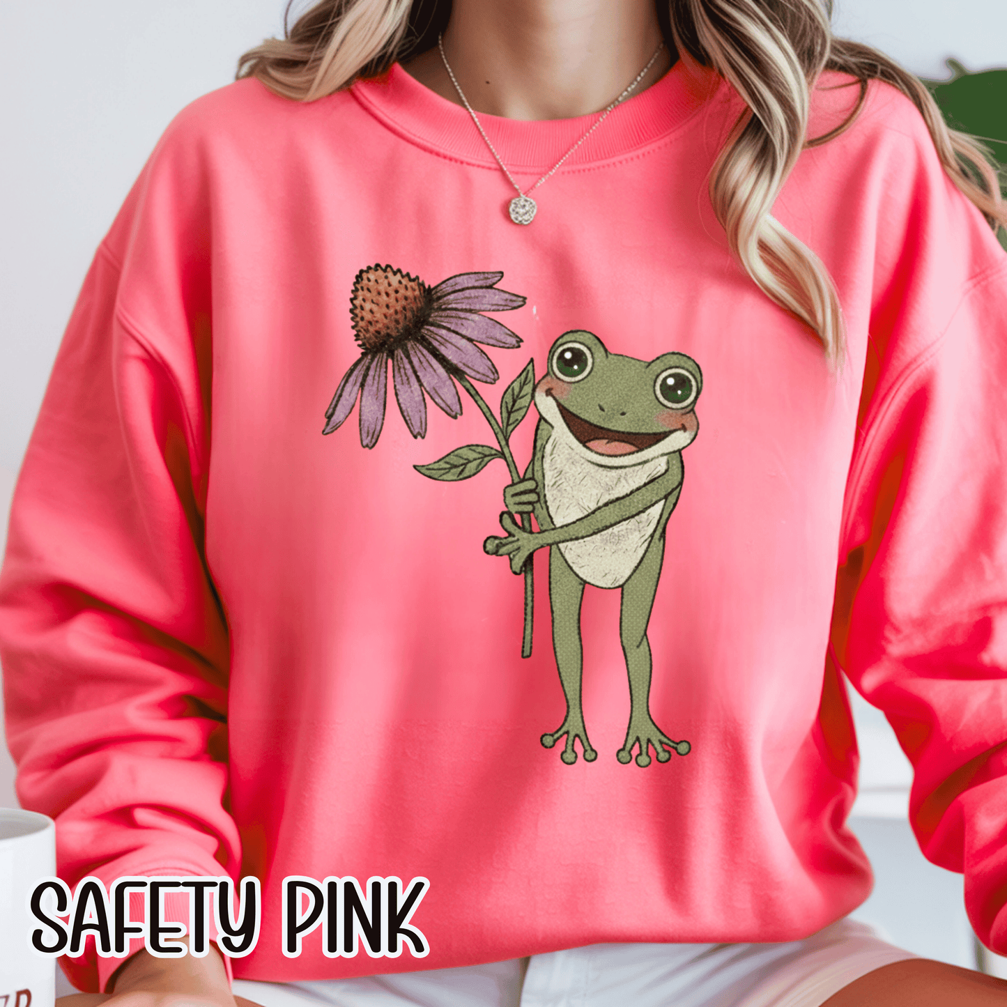 Spring Cottage Frog Sweatshirt • Whimsical Garden Wildflower Crewneck • Cottagecore Floral Pullover