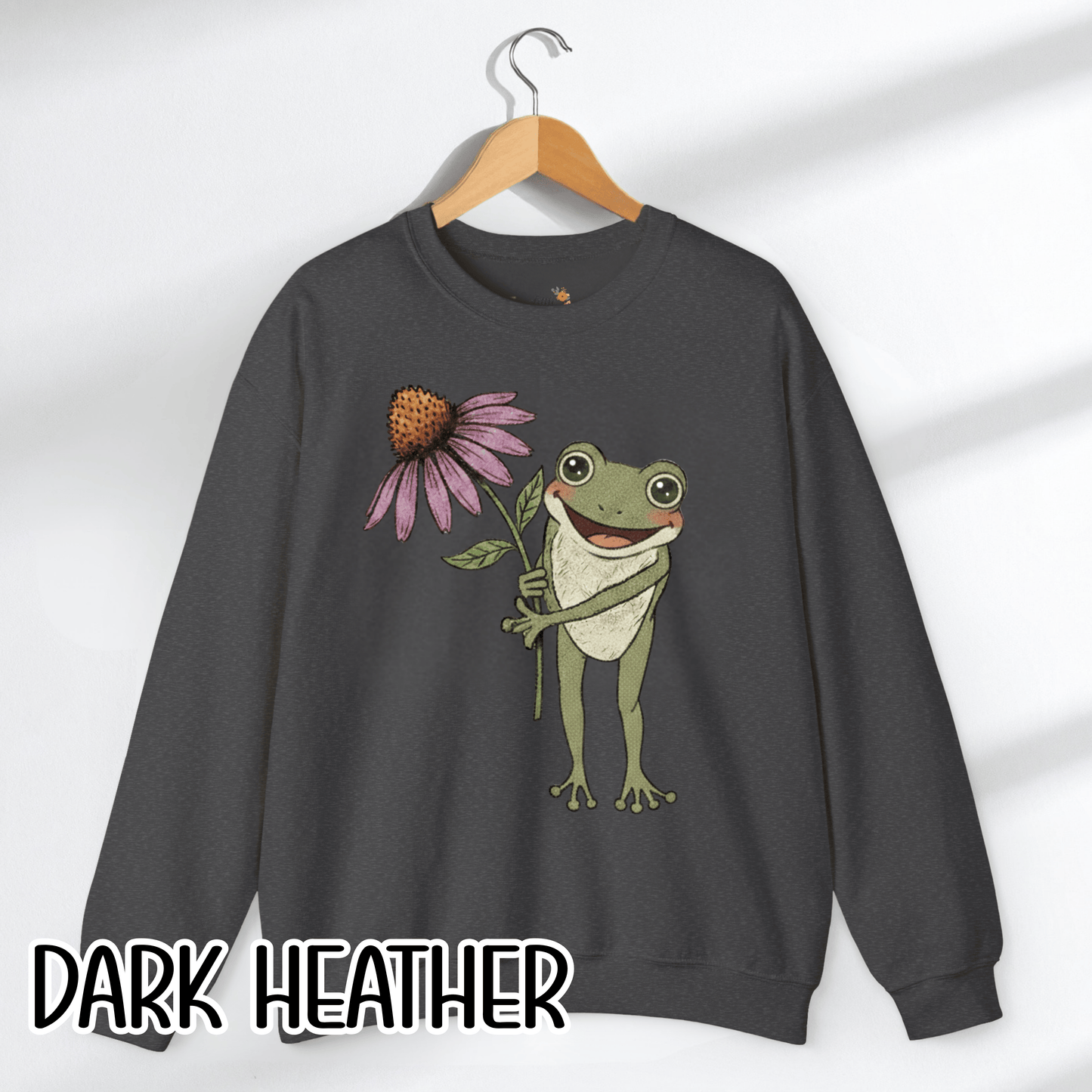 Spring Cottage Frog Sweatshirt • Whimsical Garden Wildflower Crewneck • Cottagecore Floral Pullover