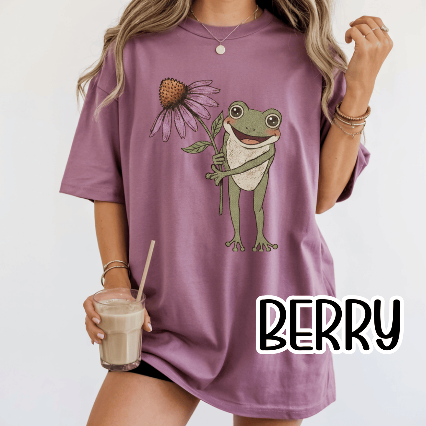 Spring Cottage Frog Tee • Whimsical Garden Wildflower T-shirt • Cottagecore Floral Tshirt