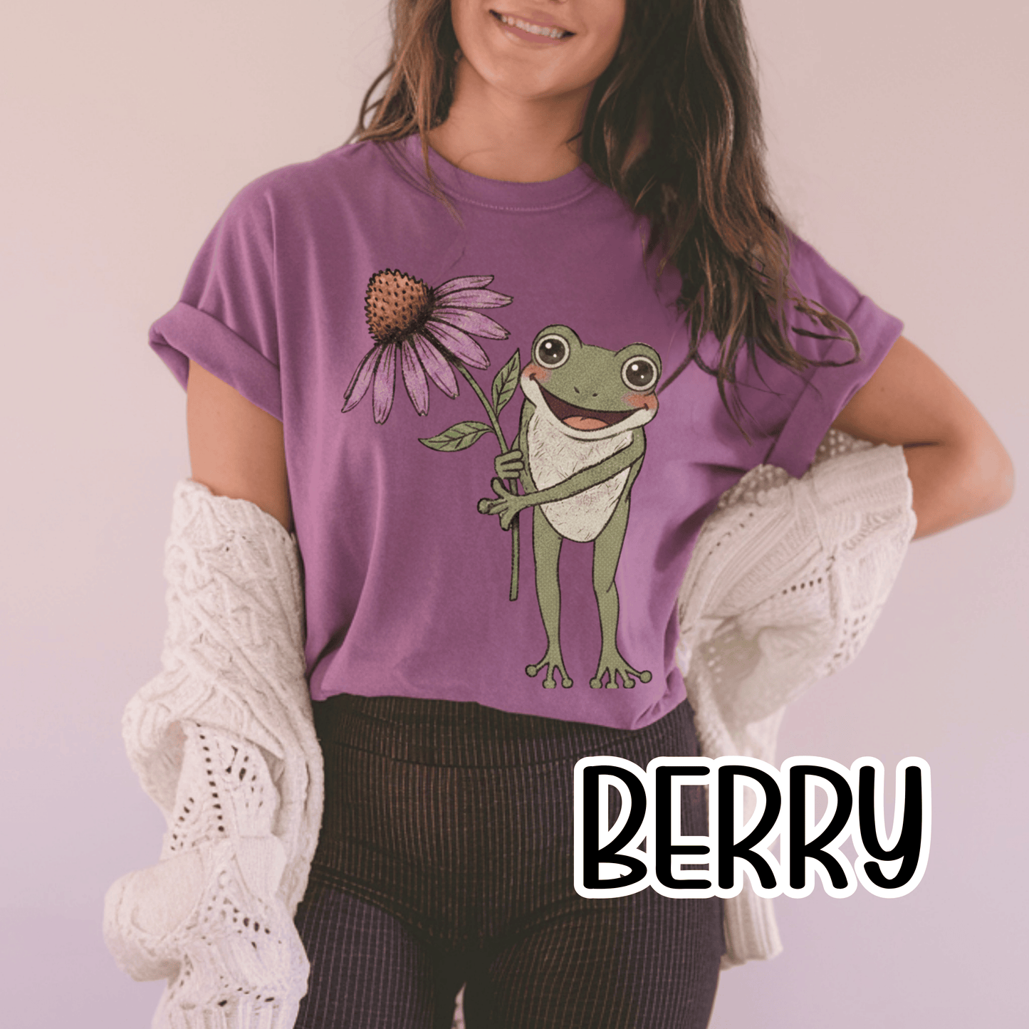 Spring Cottage Frog Tee • Whimsical Garden Wildflower T-shirt • Cottagecore Floral Tshirt
