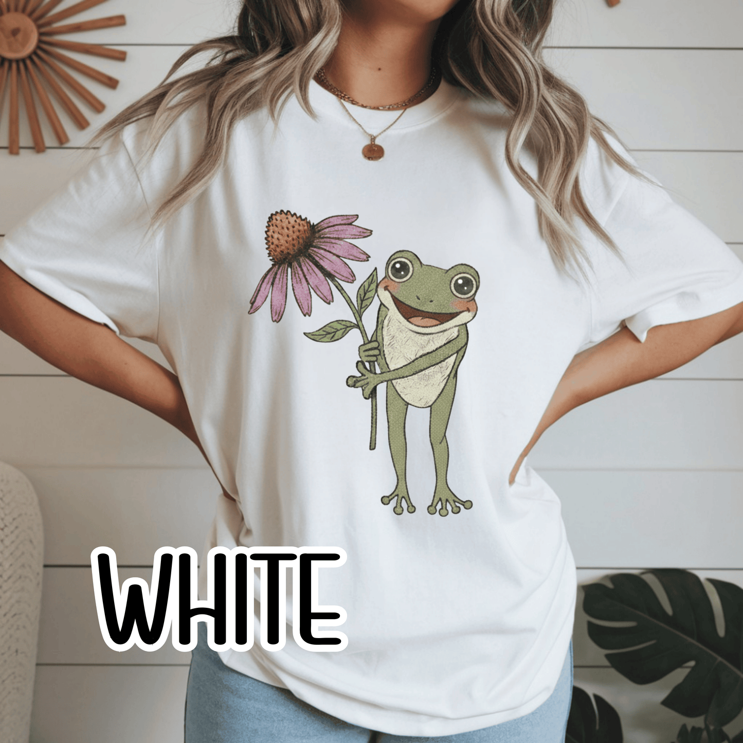 Spring Cottage Frog Tee • Whimsical Garden Wildflower T-shirt • Cottagecore Floral Tshirt