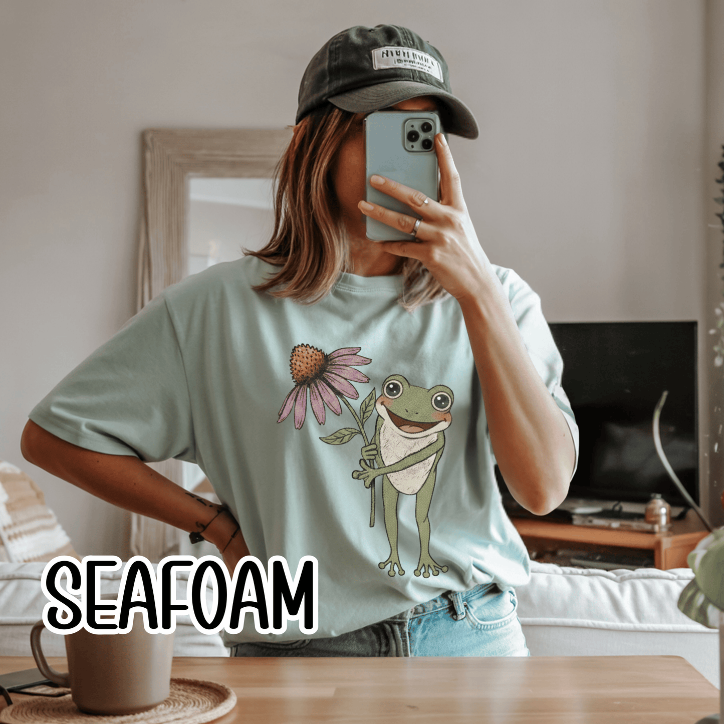 Spring Cottage Frog Tee • Whimsical Garden Wildflower T-shirt • Cottagecore Floral Tshirt