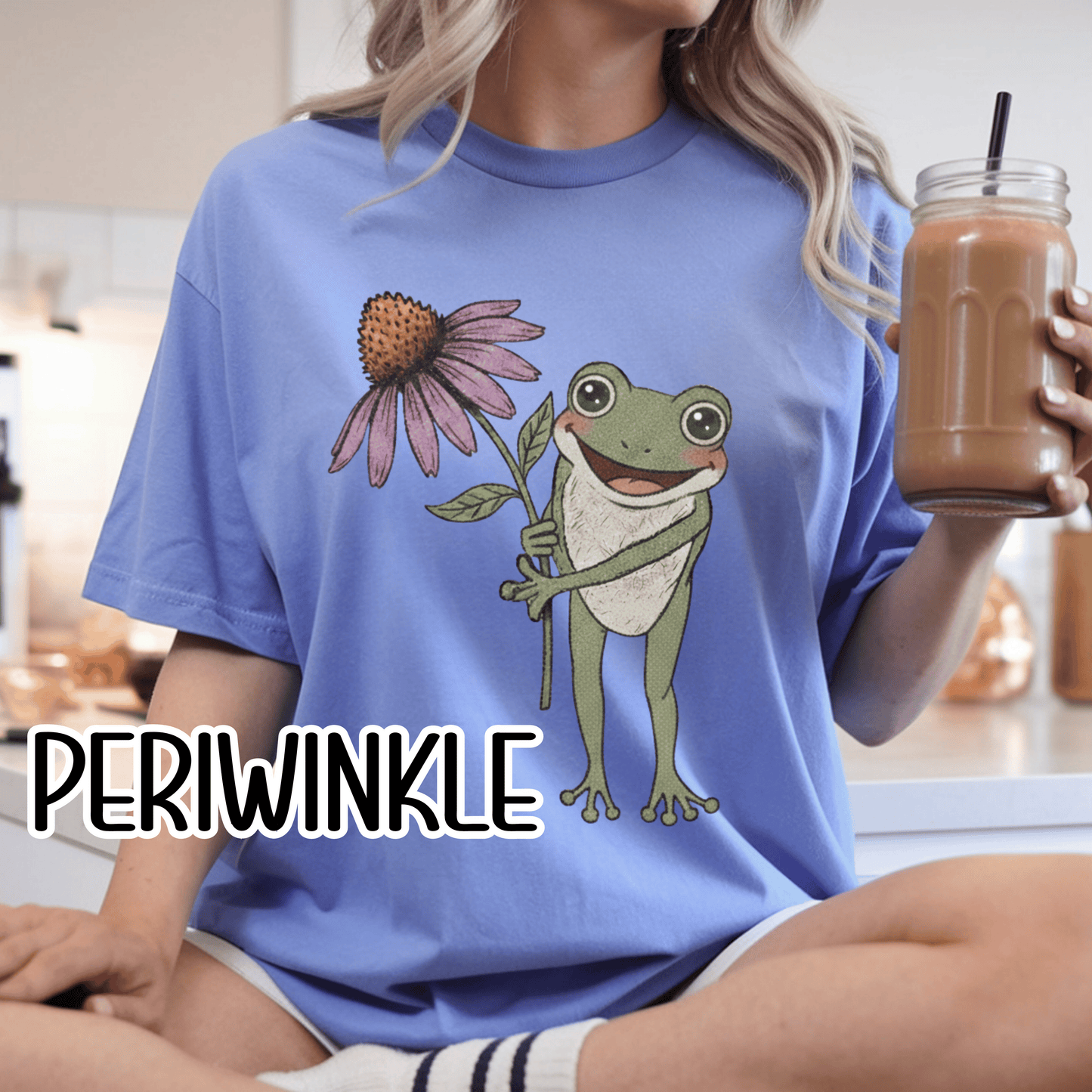 Spring Cottage Frog Tee • Whimsical Garden Wildflower T-shirt • Cottagecore Floral Tshirt