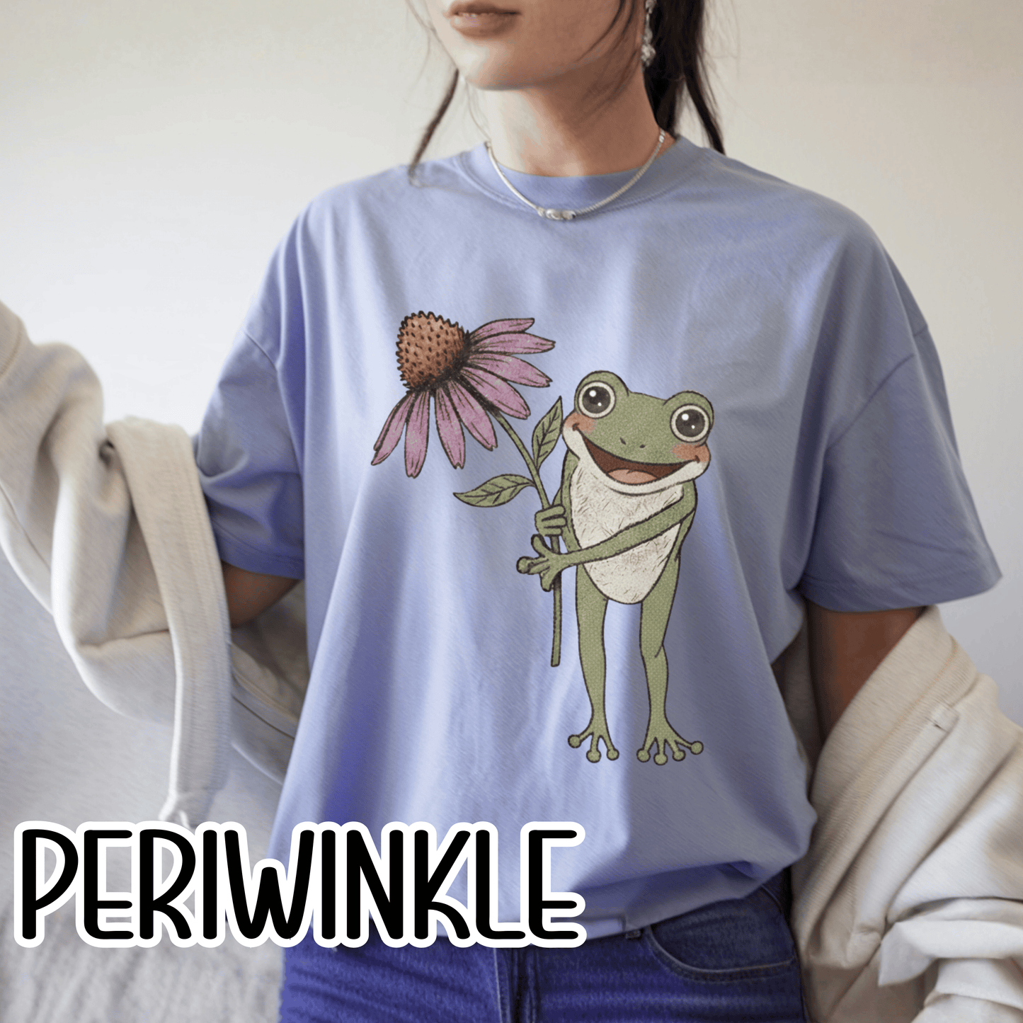 Spring Cottage Frog Tee • Whimsical Garden Wildflower T-shirt • Cottagecore Floral Tshirt