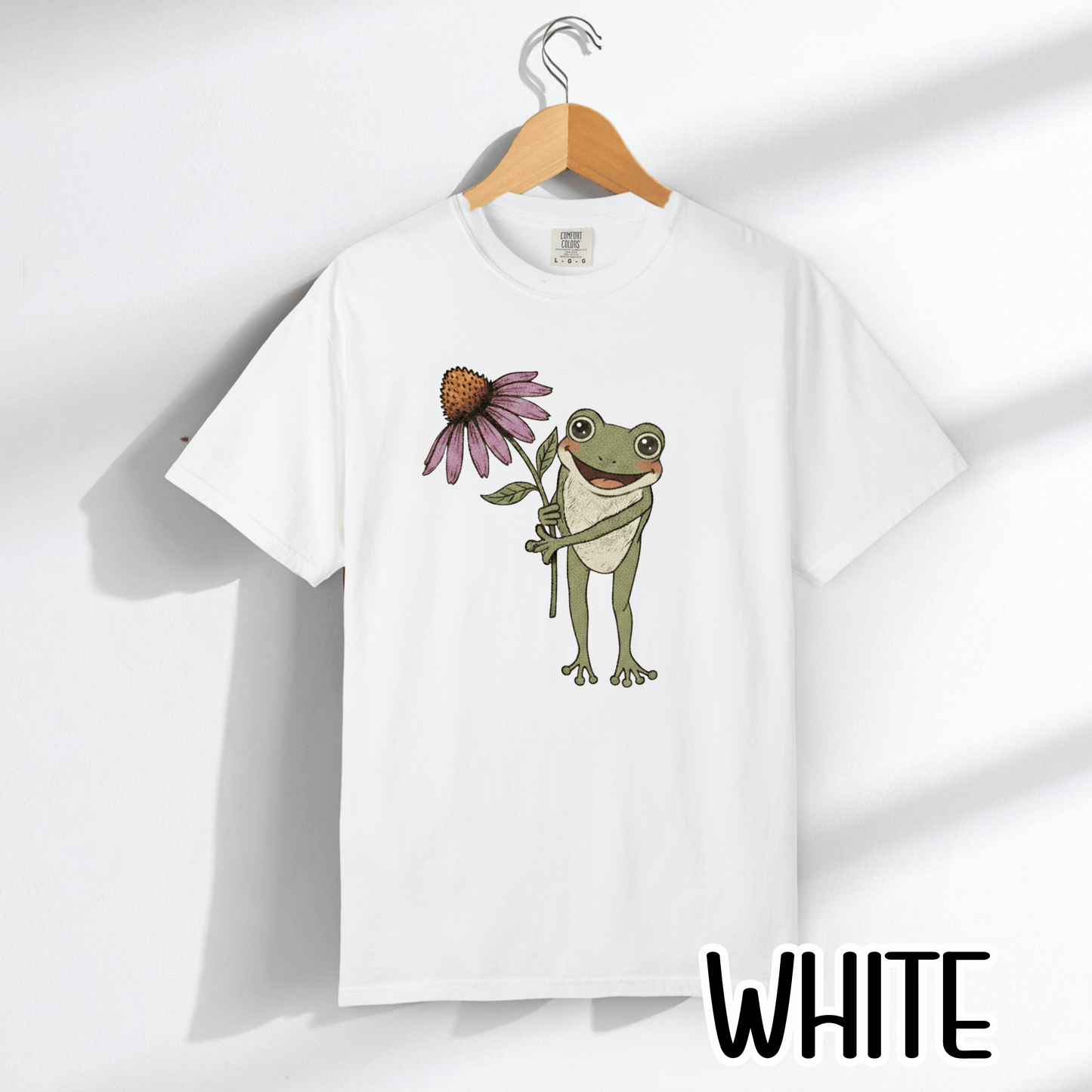 Spring Cottage Frog Tee • Whimsical Garden Wildflower T-shirt • Cottagecore Floral Tshirt