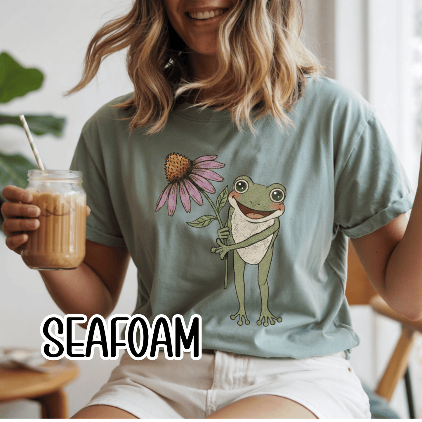 Spring Cottage Frog Tee • Whimsical Garden Wildflower T-shirt • Cottagecore Floral Tshirt