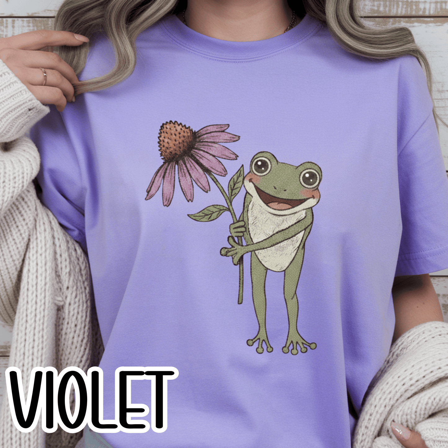 Spring Cottage Frog Tee • Whimsical Garden Wildflower T-shirt • Cottagecore Floral Tshirt