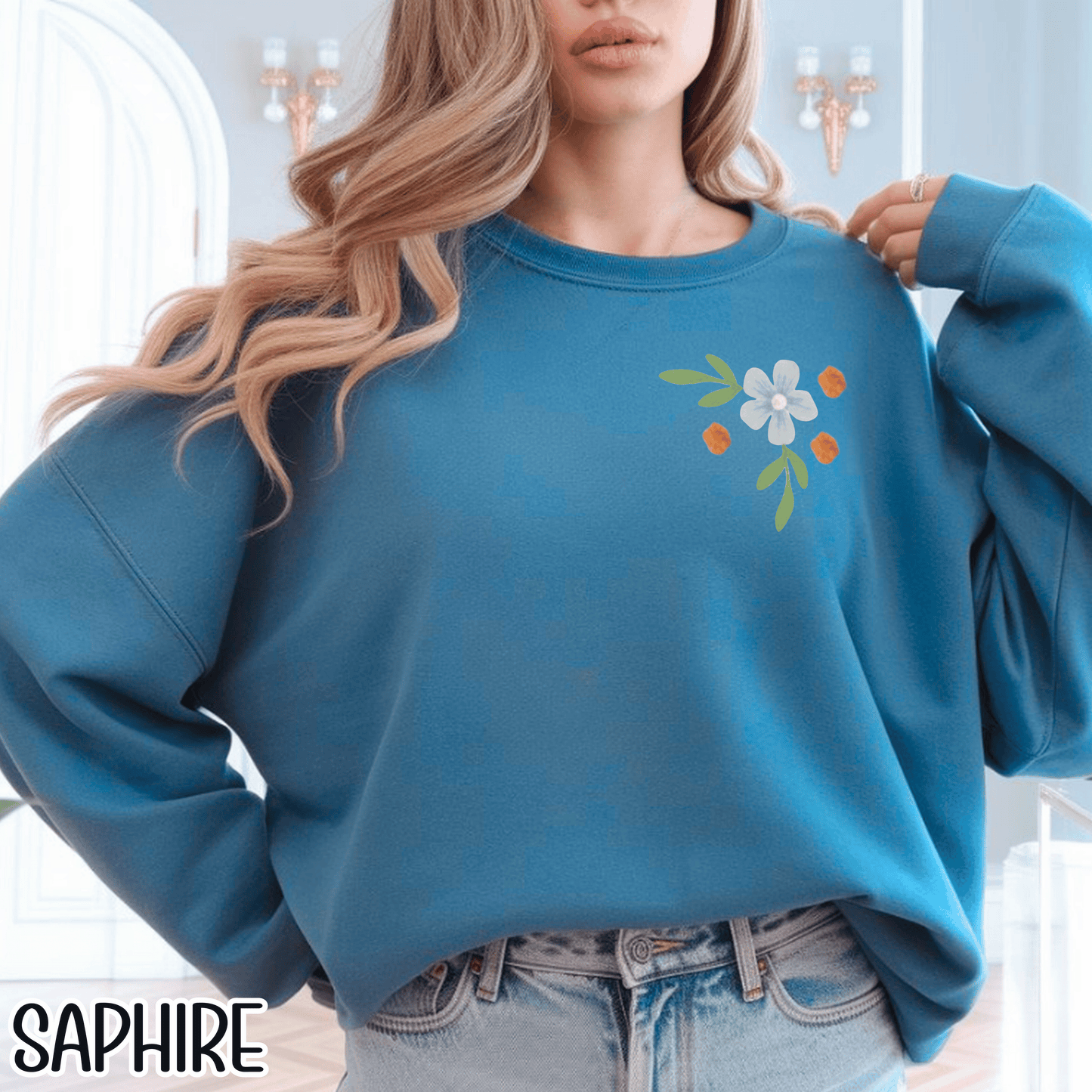 Easter Landscape Faith Sweatshirt (Front & Back) • Christian Mountain Cross Crewneck • Floral Resurrection Scene Graphic