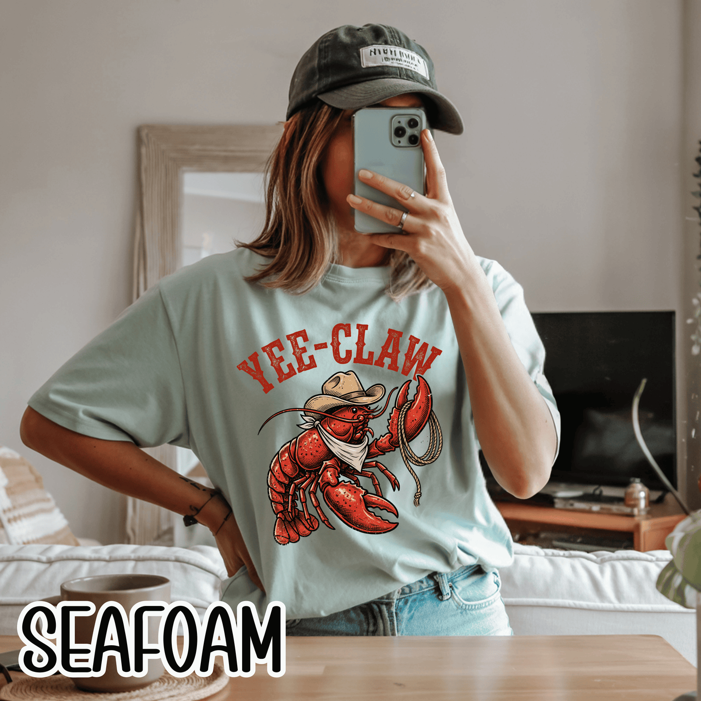 Yee Claw Lobster T-Shirt • Funny Western Cowboy Tee • Country Humor Graphic Shirt