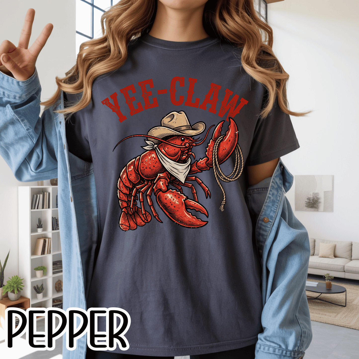 Yee Claw Lobster T-Shirt • Funny Western Cowboy Tee • Country Humor Graphic Shirt