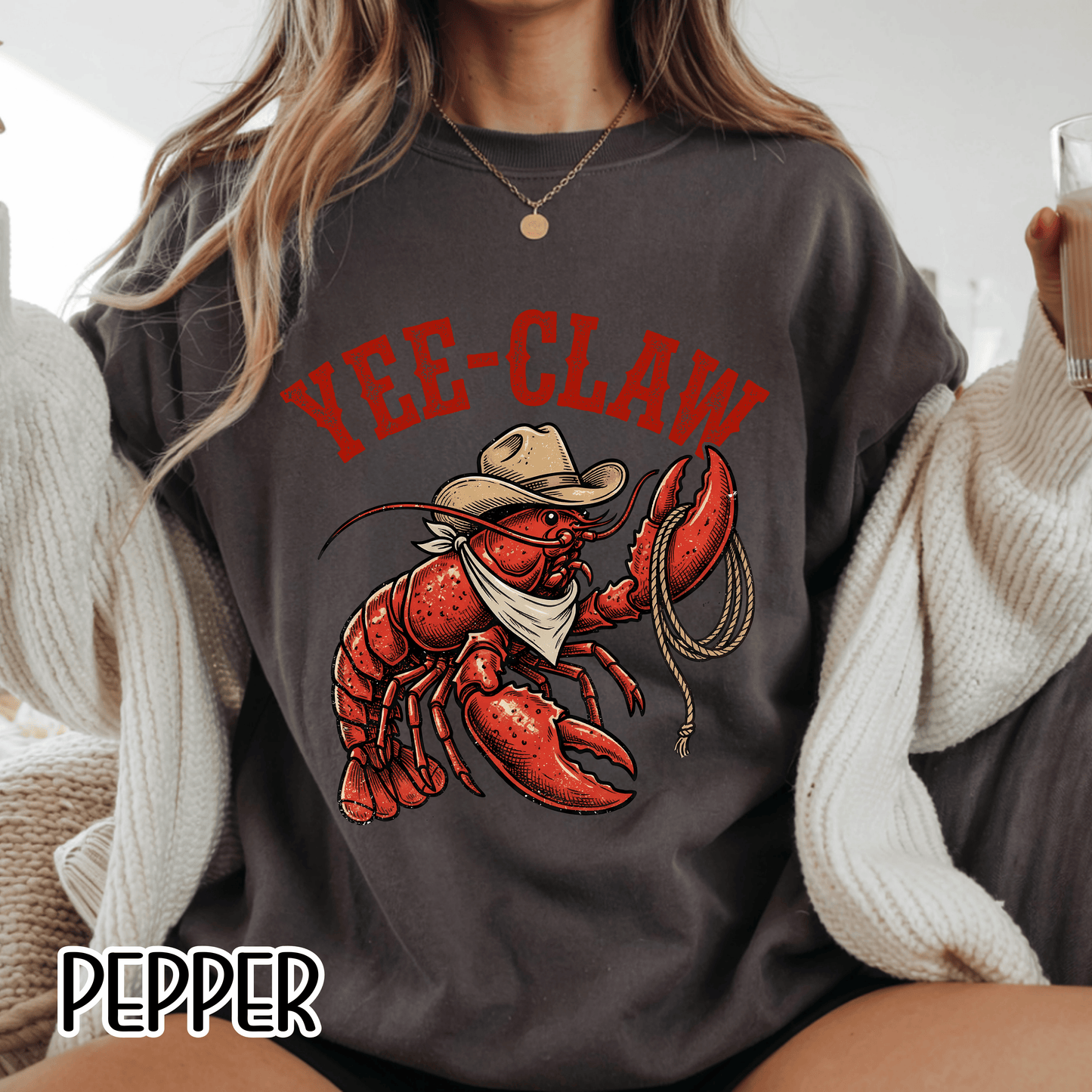 Yee Claw Lobster T-Shirt • Funny Western Cowboy Tee • Country Humor Graphic Shirt