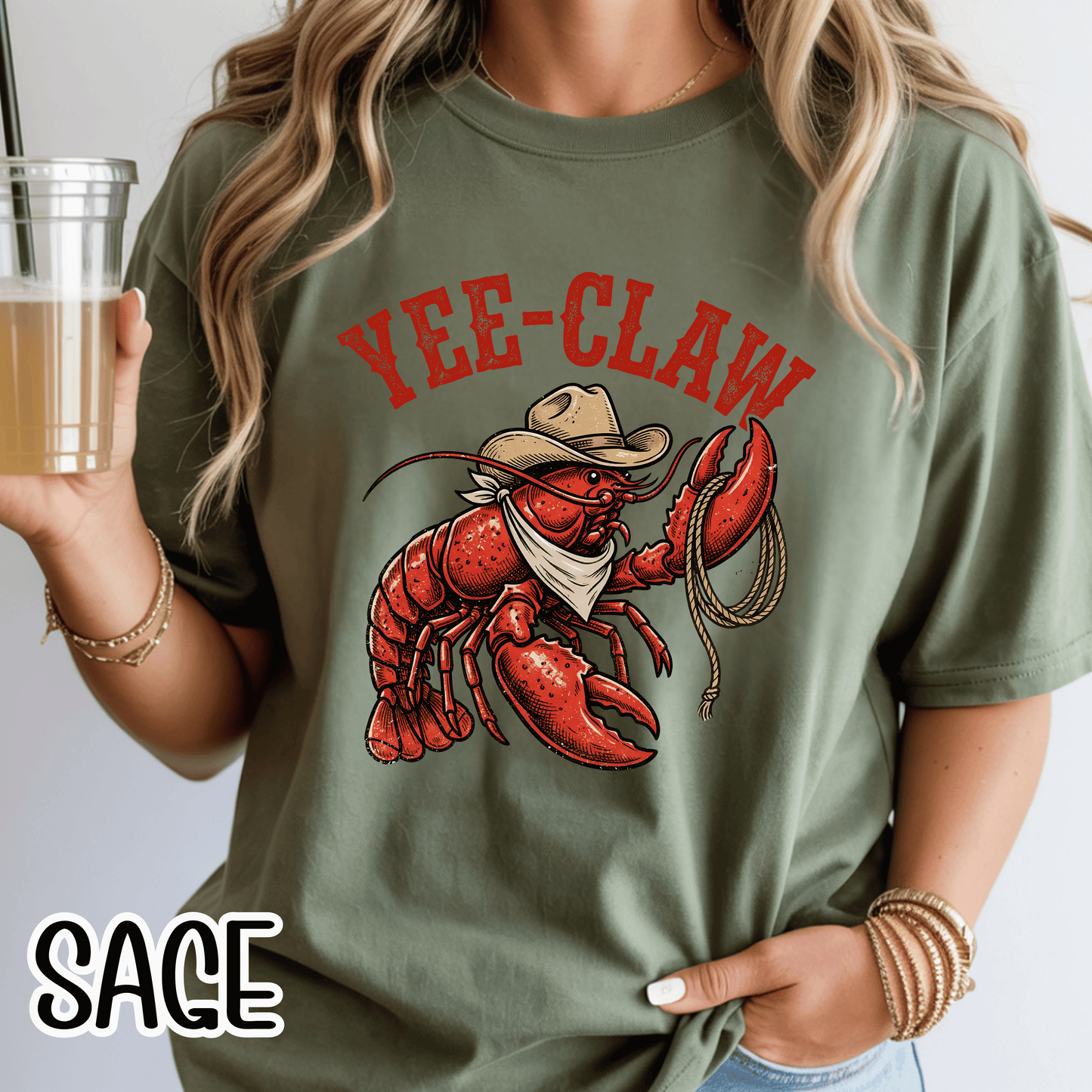Yee Claw Lobster T-Shirt • Funny Western Cowboy Tee • Country Humor Graphic Shirt