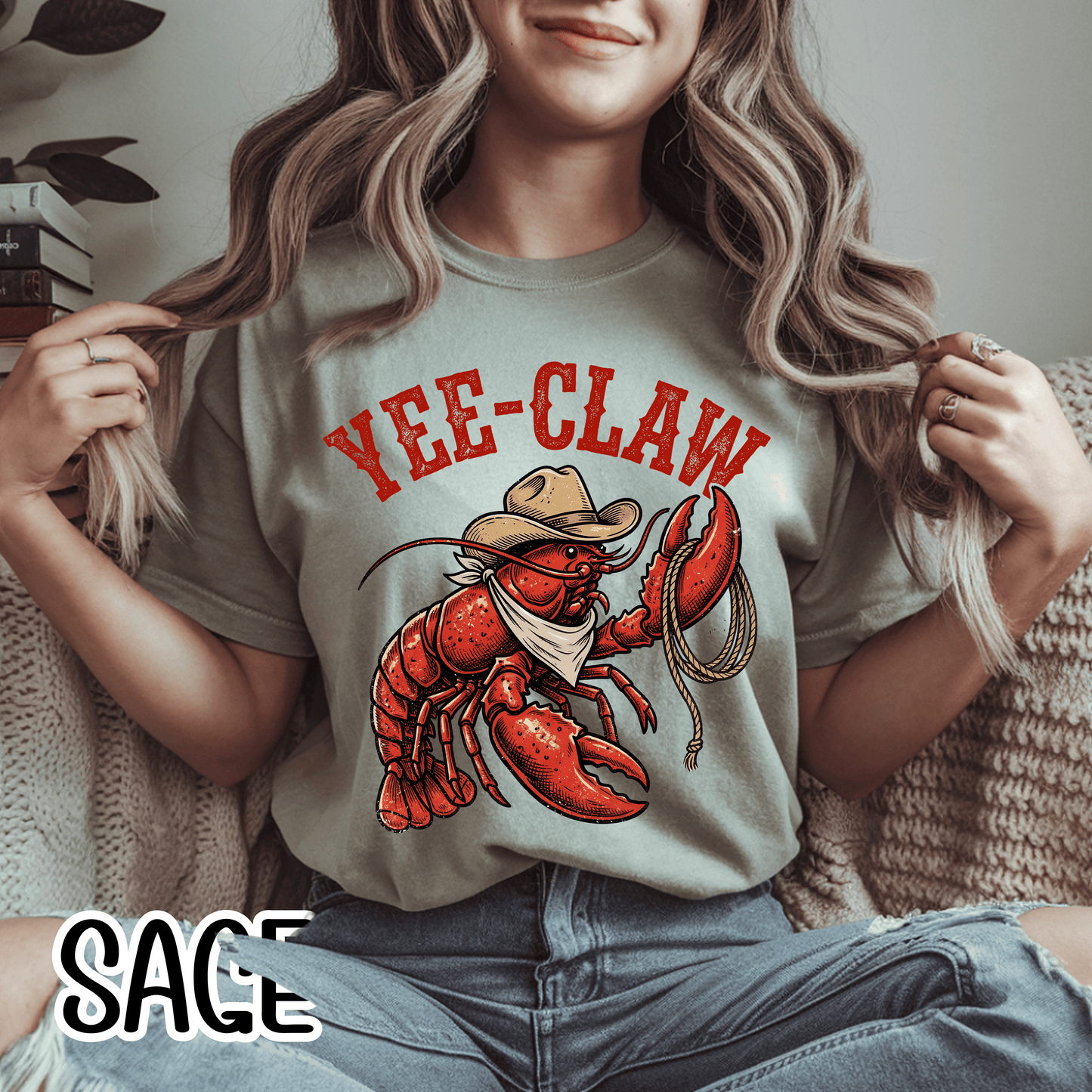 Yee Claw Lobster T-Shirt • Funny Western Cowboy Tee • Country Humor Graphic Shirt